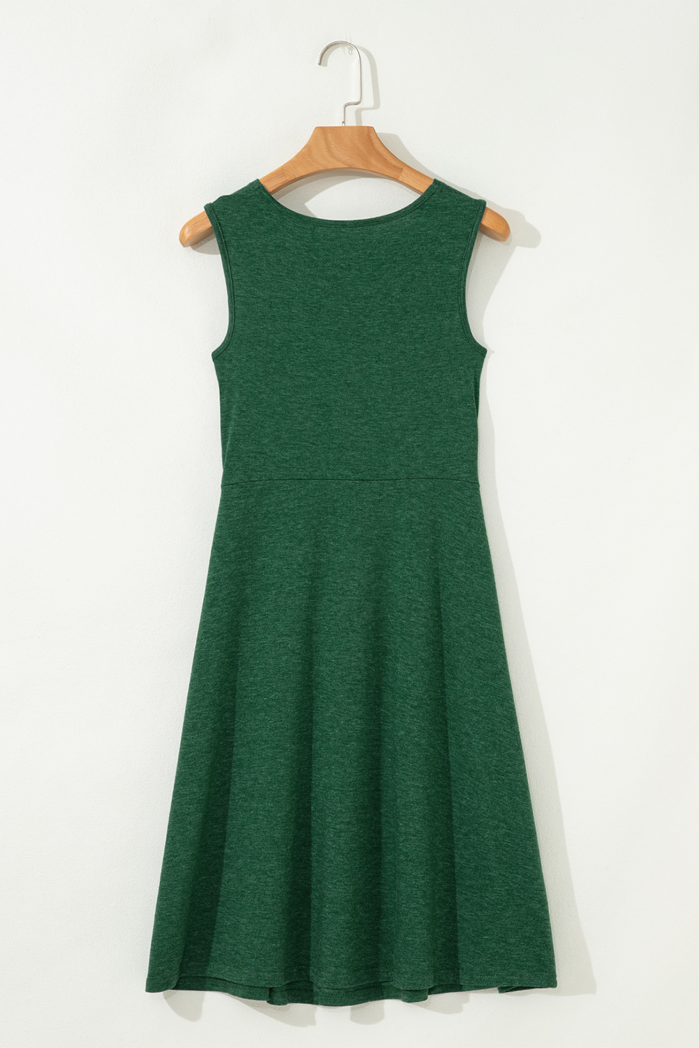 Blackish Green Twisted Bust V Neck Sleeveless Dress