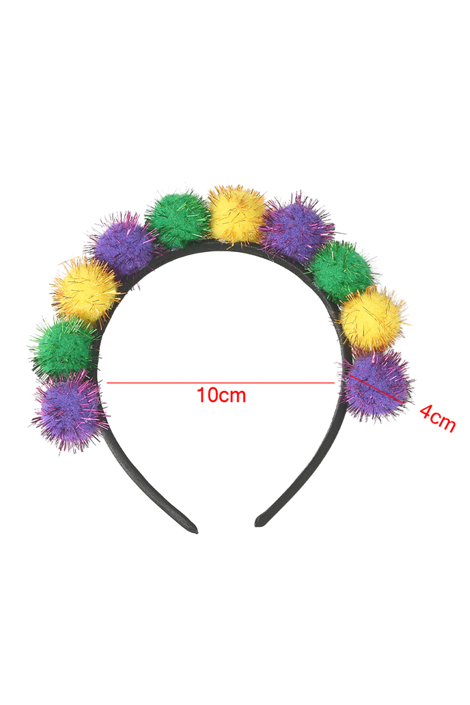 Tillandsia Purple Tinsel Pompom Mardi Gras Plastic Headband