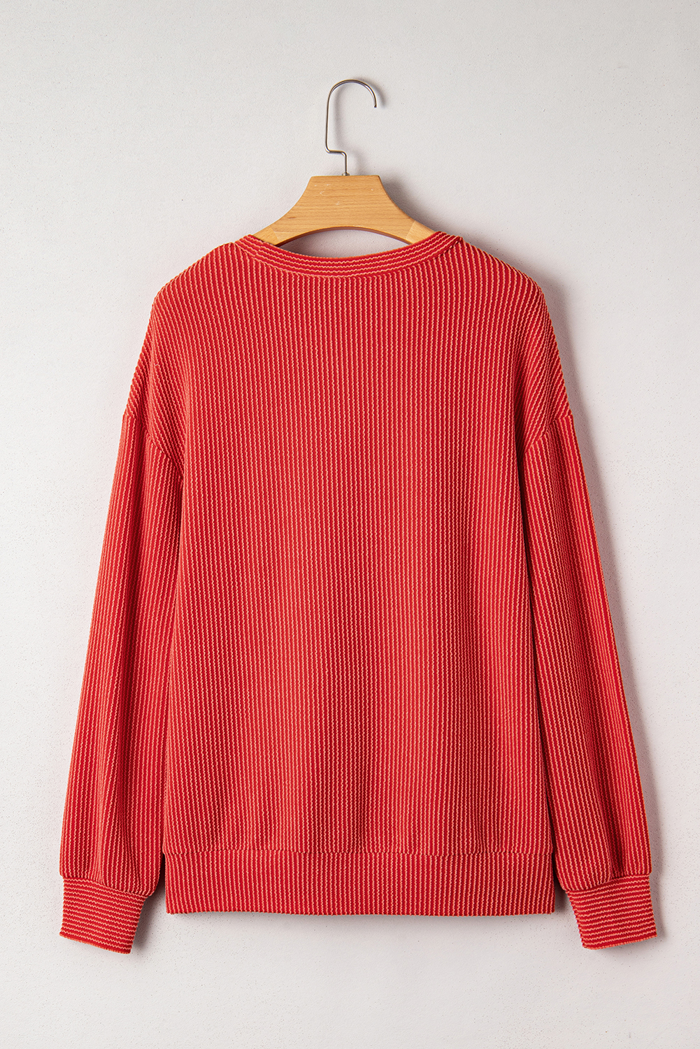 Evergreen Twisted Rib Outlined Merry Letter Graphic Loose Long Sleeve Top