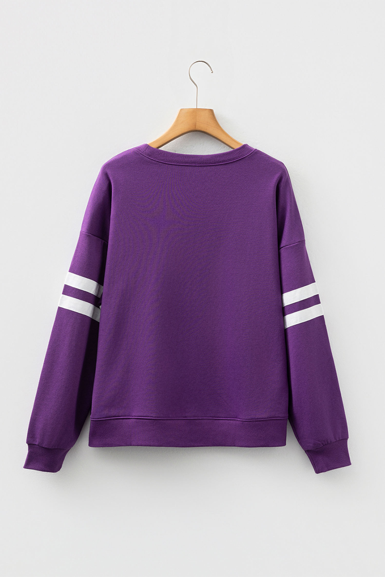 Tillandsia Purple Mardi Gras Patched Graphic Varsity Sweatshirt