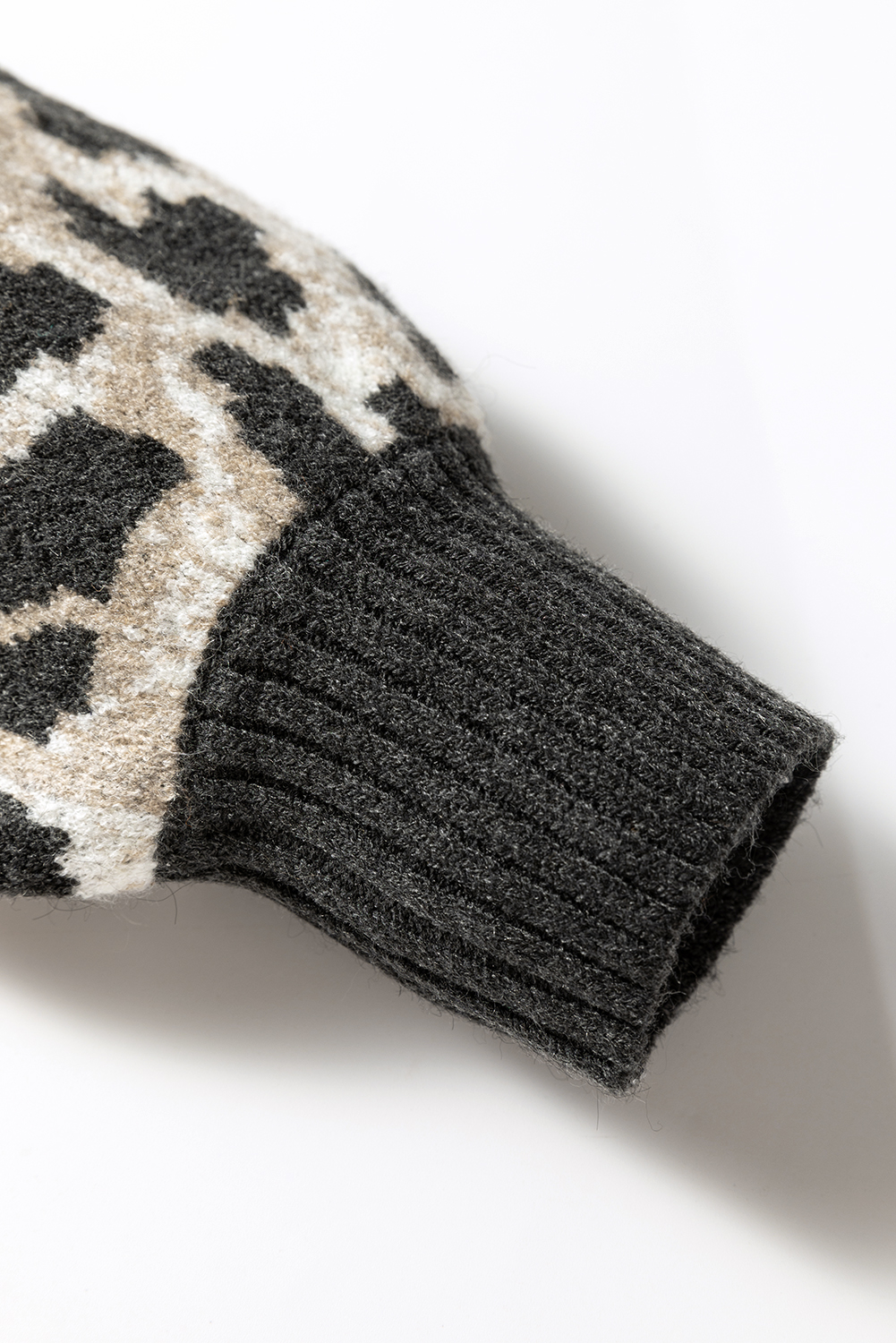 Carbon Grey Leopard Drop Shoulder Baggy Sweater