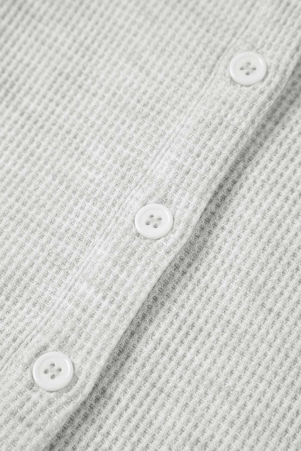 Light Grey Waffle Knit Sleeveless Buttoned Front Drawstring Elastic Waistband Romper