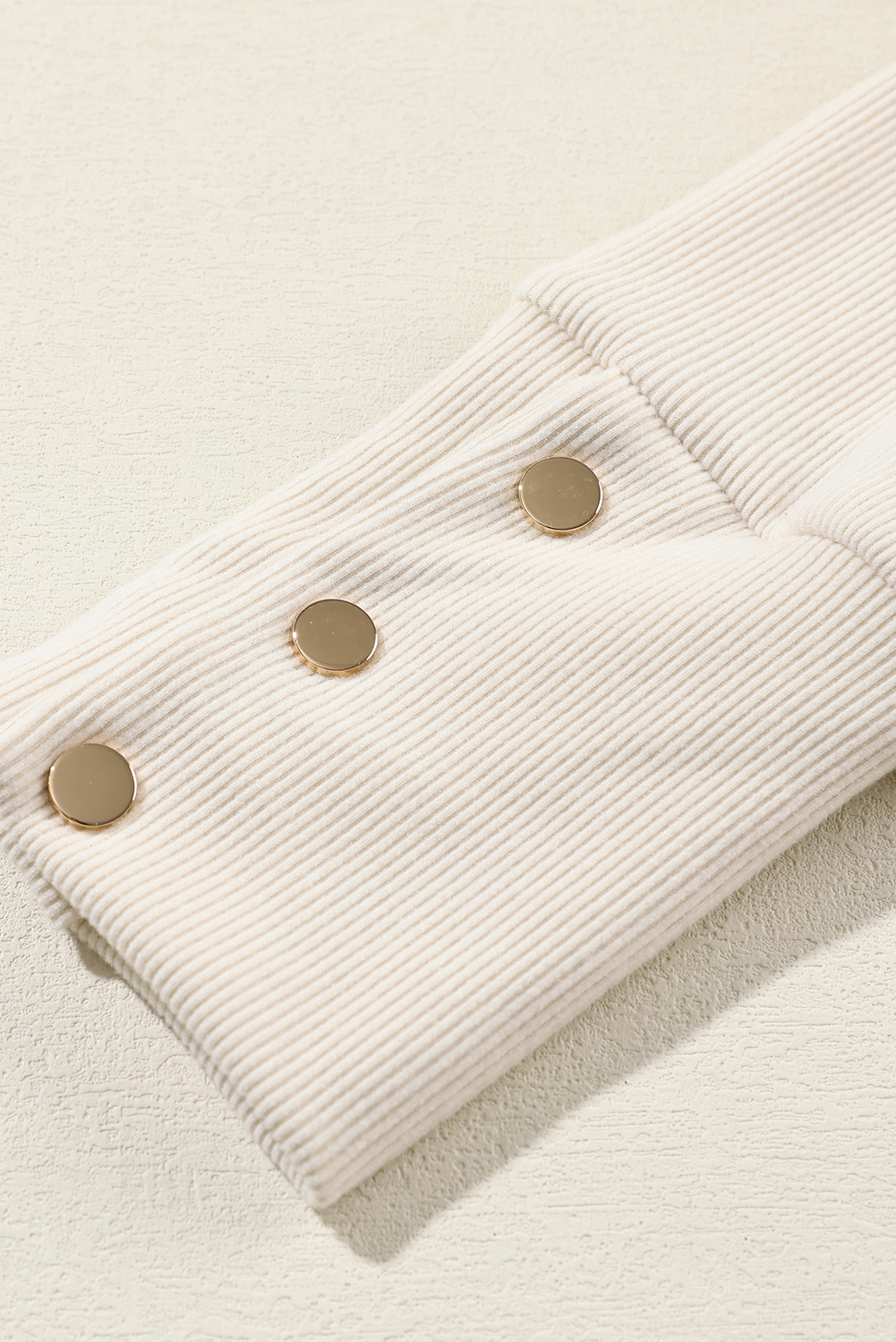 Beige Collared Split Neck Ribbed 2pcs Athleisure Outfit