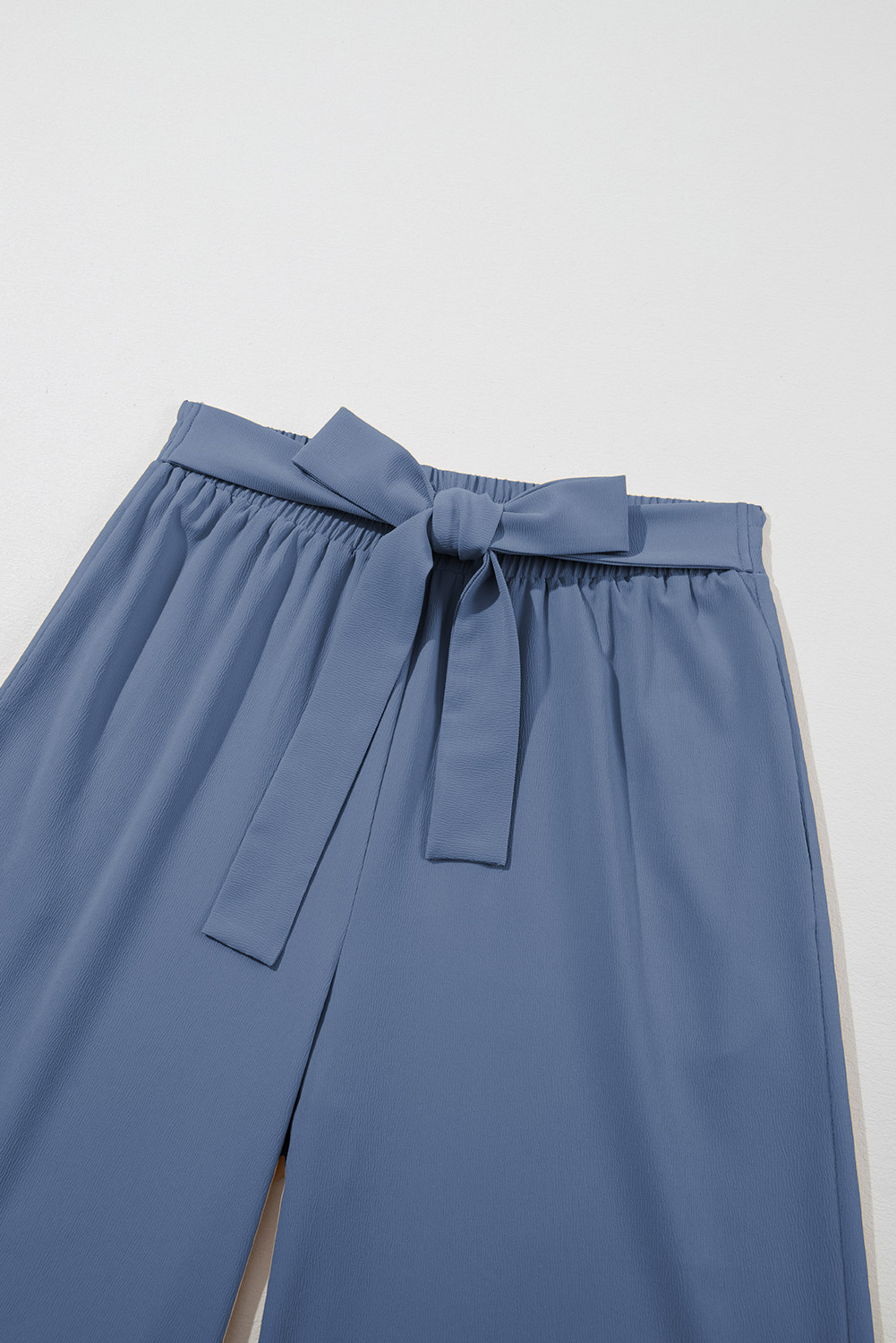 Rose Tan High Waisted Tie Front Side Pocket Wide Leg Flowy Casual Pants