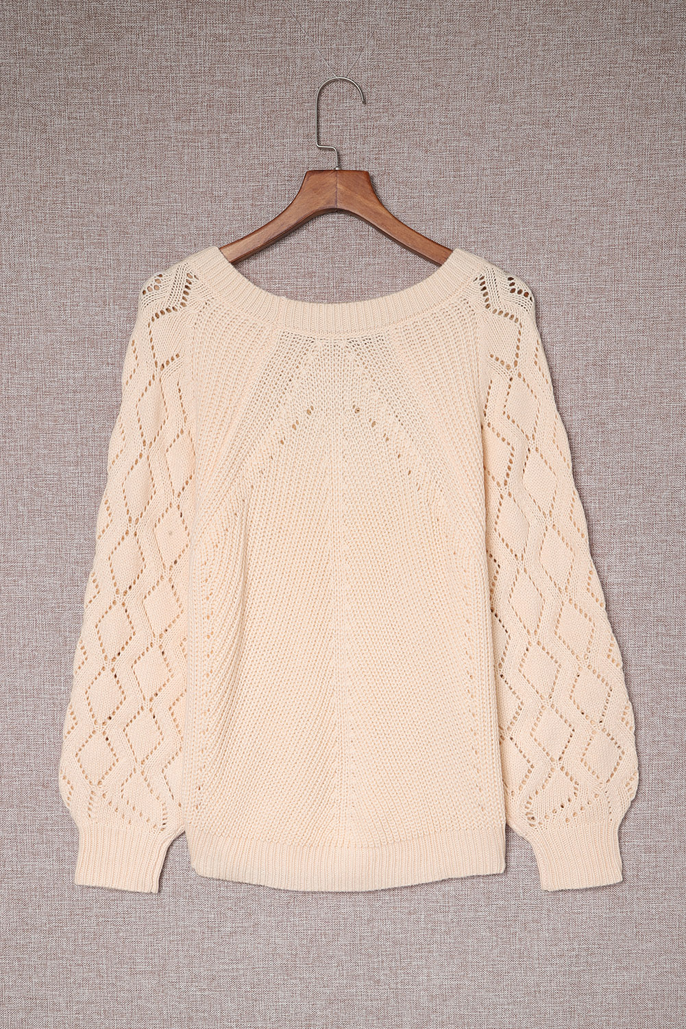Black Hollow-out Puffy Sleeve Knit Sweater