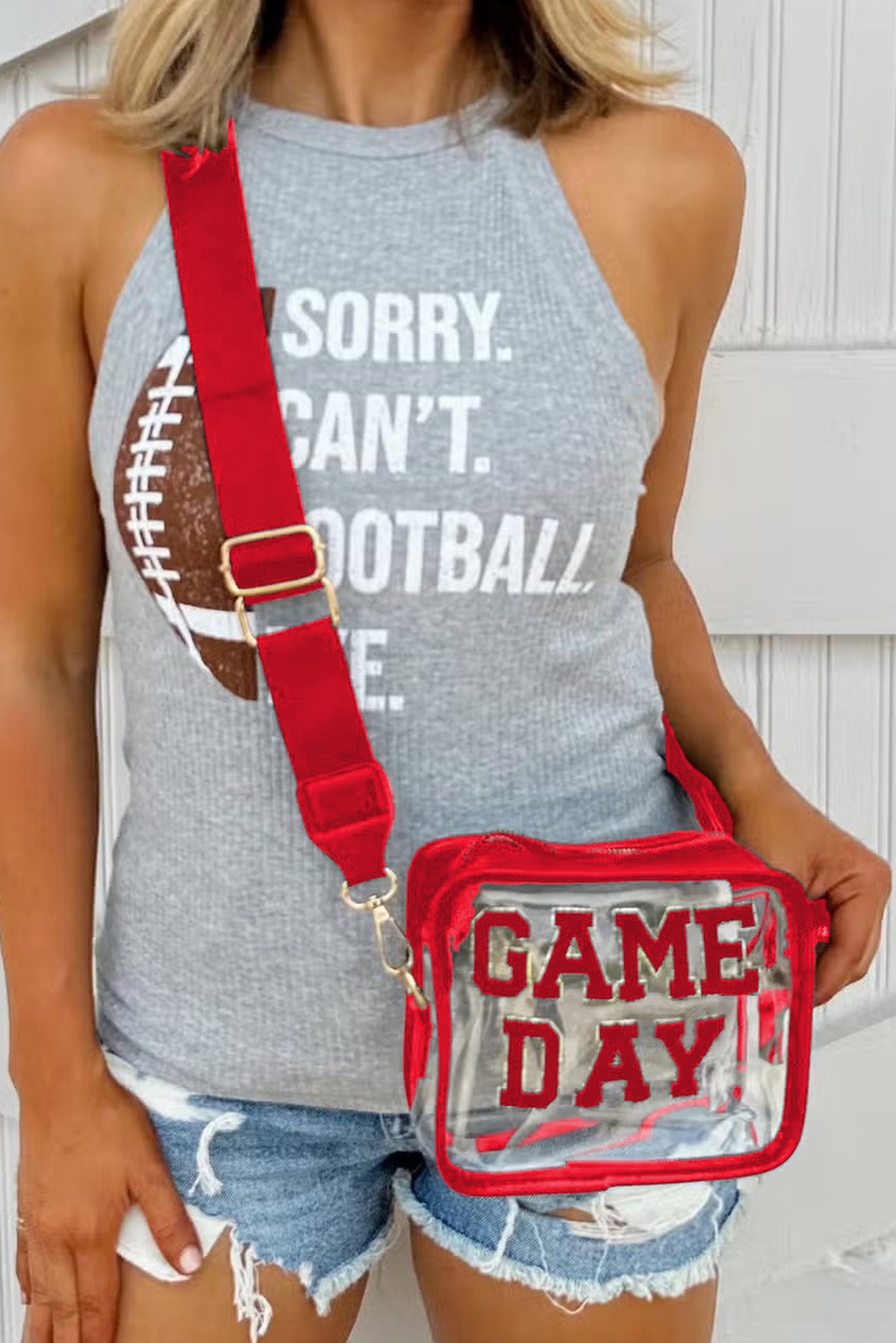 Black GAME DAY Rugby Football Clear Shoulder Bag
