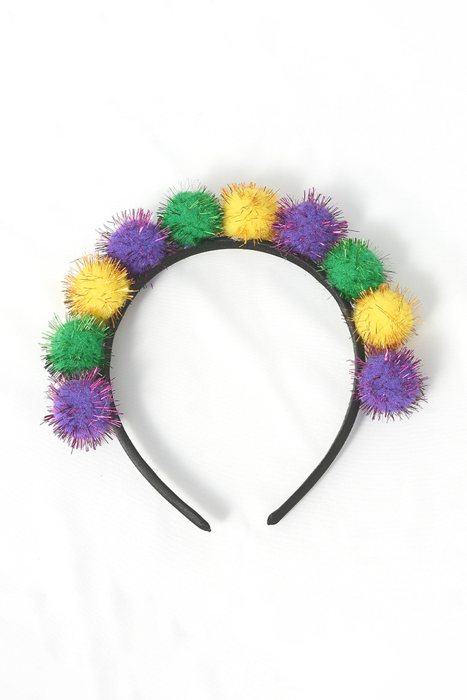 Tillandsia Purple Tinsel Pompom Mardi Gras Plastic Headband