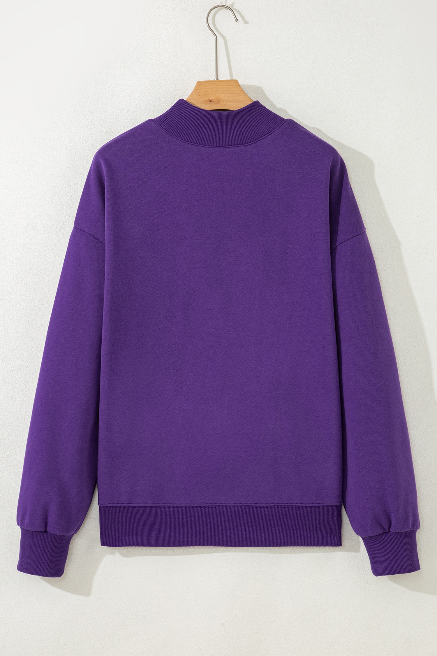 Tillandsia Purple MARDI GRAS Leopard Lightning Sequin Graphic Mock Neck Sweatshirt