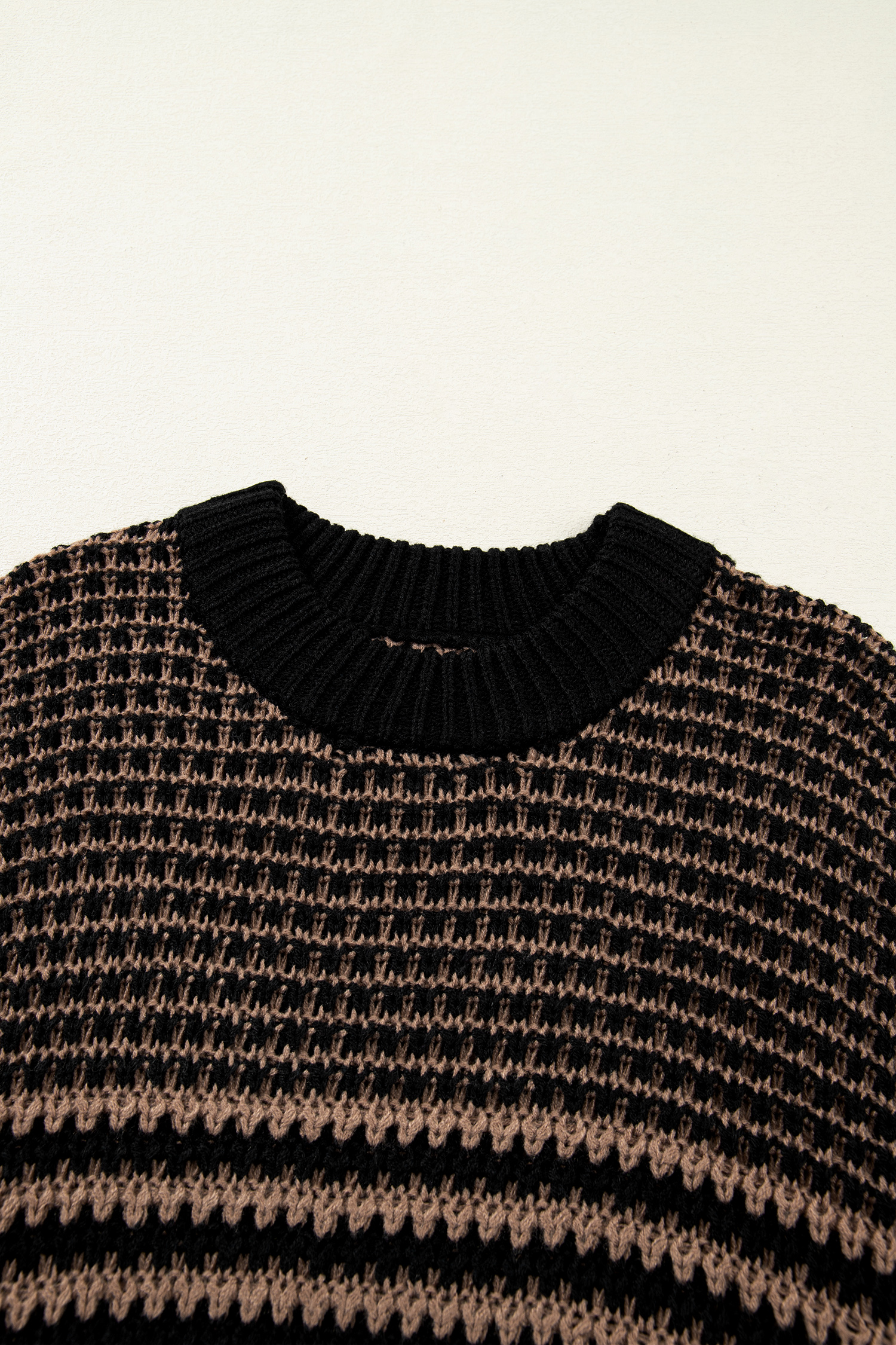 Black Stripe 3/4 Draped Sleeve Slouchy Sweater