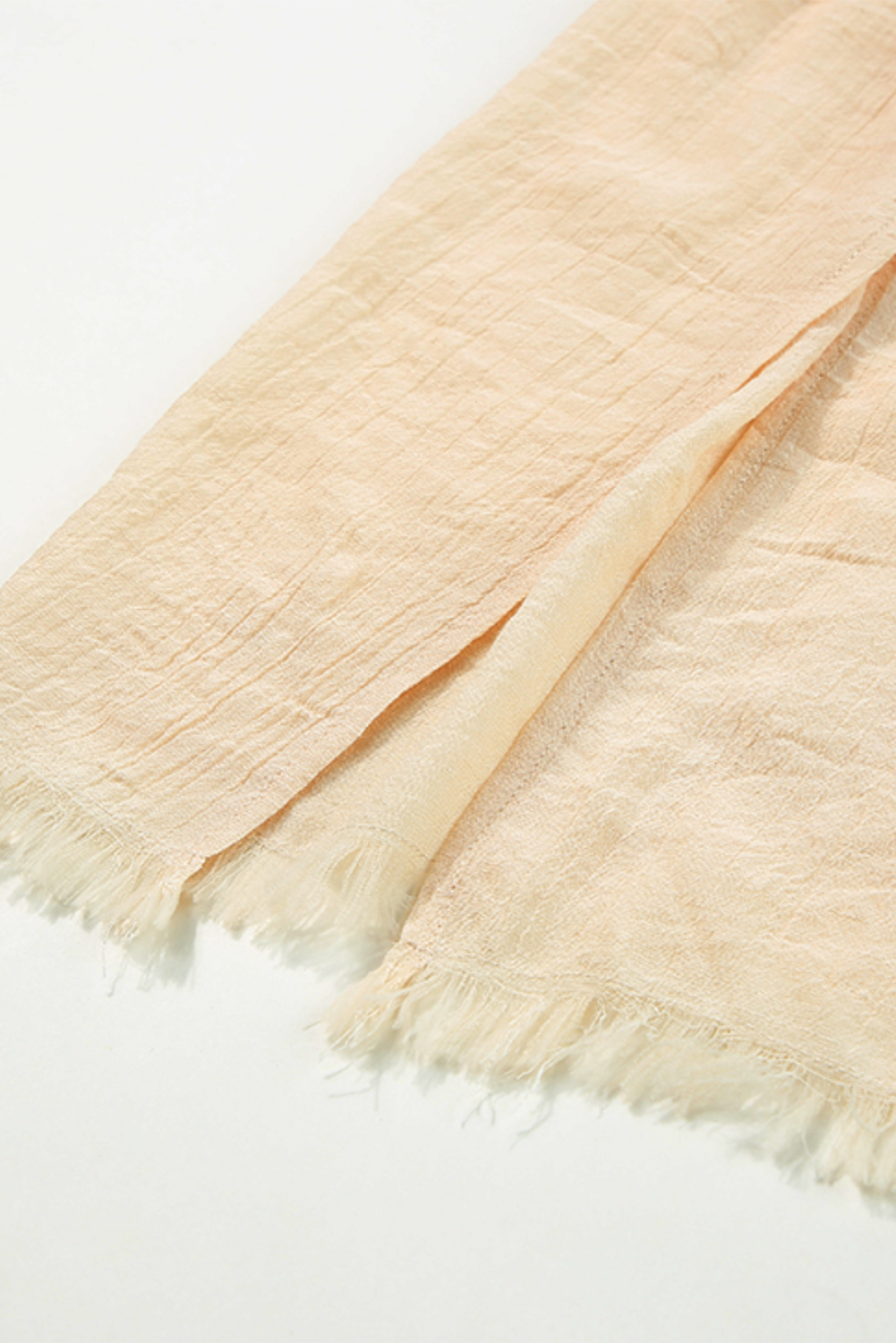 Beige Shirred High Waist Split Long Beach Skirt