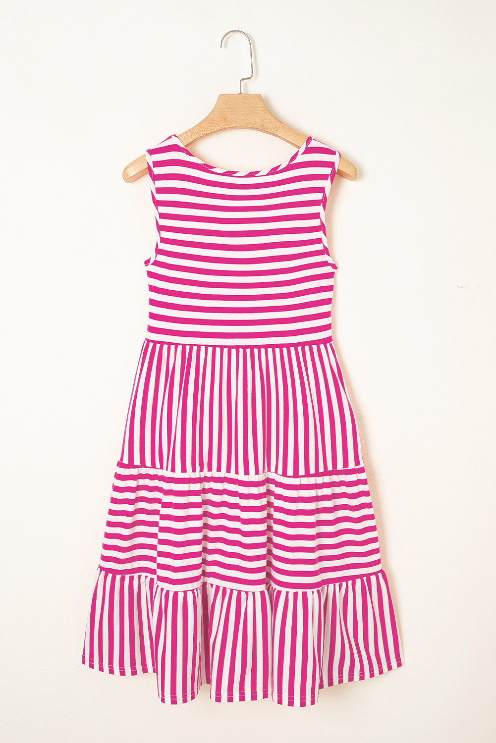 Black Stripe U Neck Sleeveless Loose Fit Mini Dress
