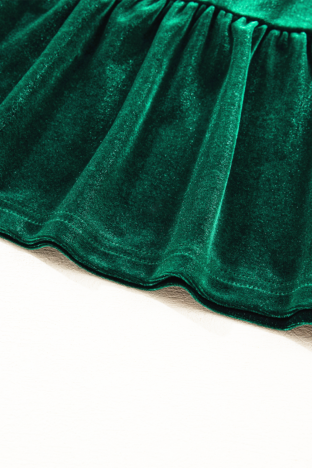 Evergreen Sequin Puff Sleeve High Waist Tiered Velvet Mini Dress