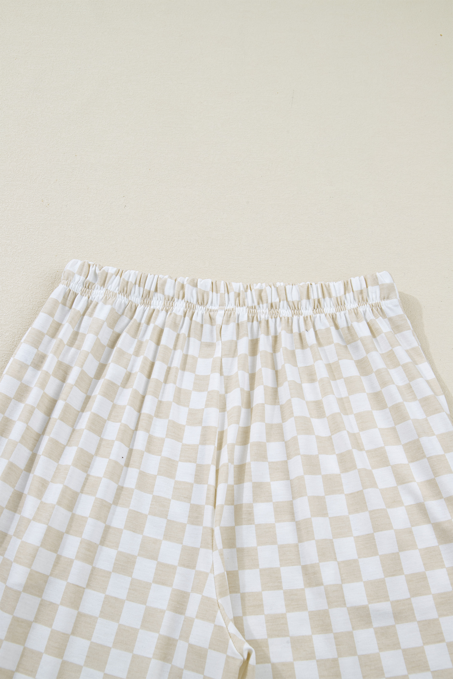 Khaki Checkered Print Half Sleeve Tee 2pcs Lounge Pant Set