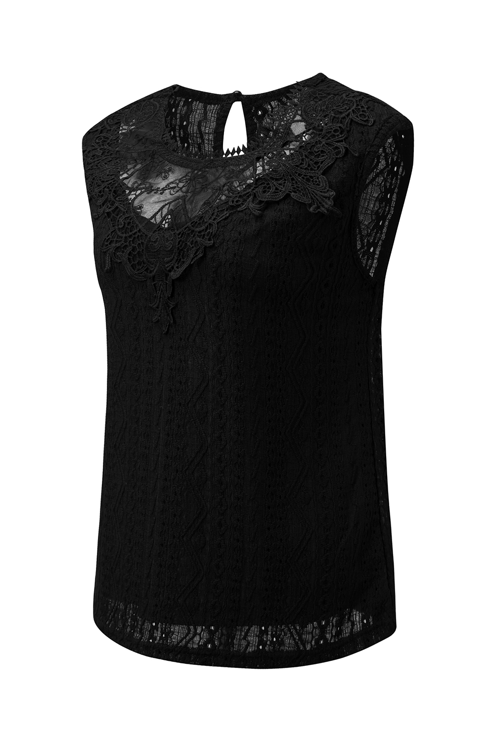 Apricot Guipure Lace Crochet Keyhole Back Tank Top