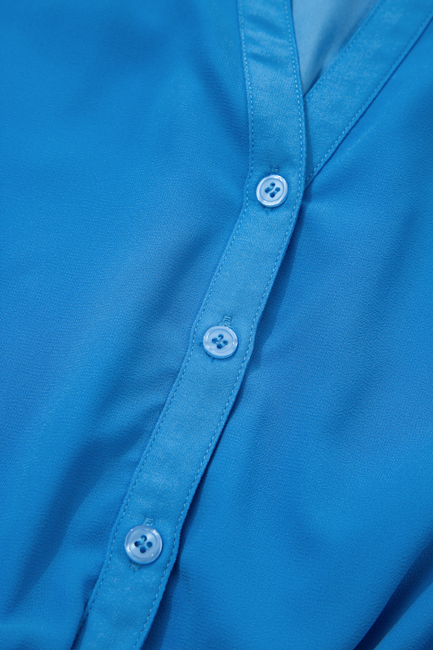 Blue Half Buttons Collared Elastic Waist Sleeveless Shirt Dress