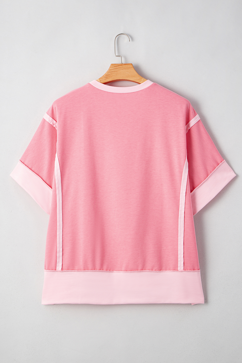 Smoke Green Half Sleeve Raw Seam High Low Side Split Top