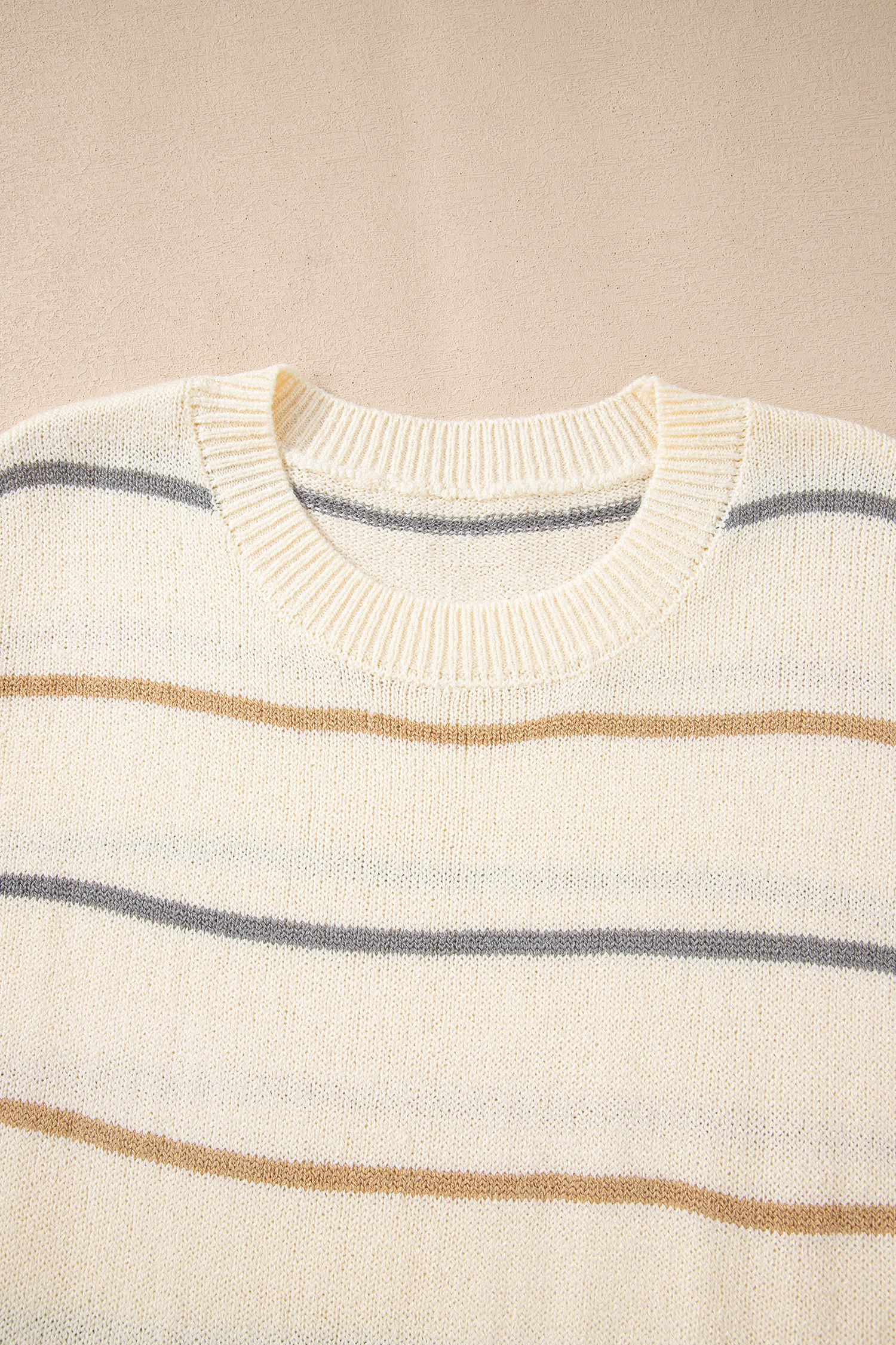 Multicolour Striped Buttoned Front V Neck Drop Shoulder Cardigan Sweater