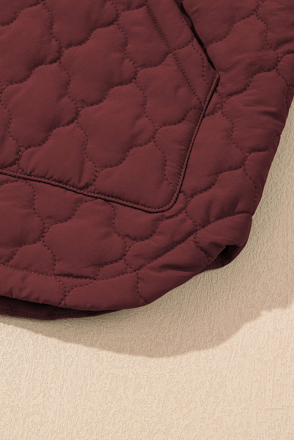 Wild Ginger Flower Shape Quilted Snap Button Zip Up Winter Vest
