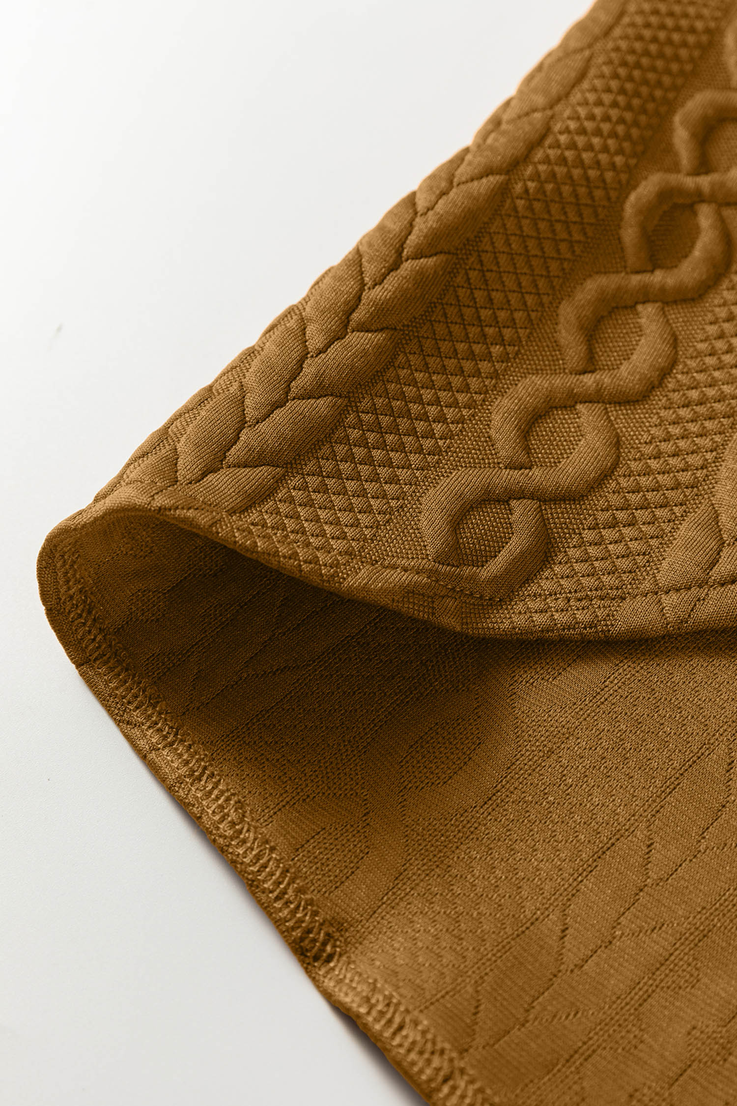 Sepia Rose Cable Texture Puff Sleeve Loose Shacket