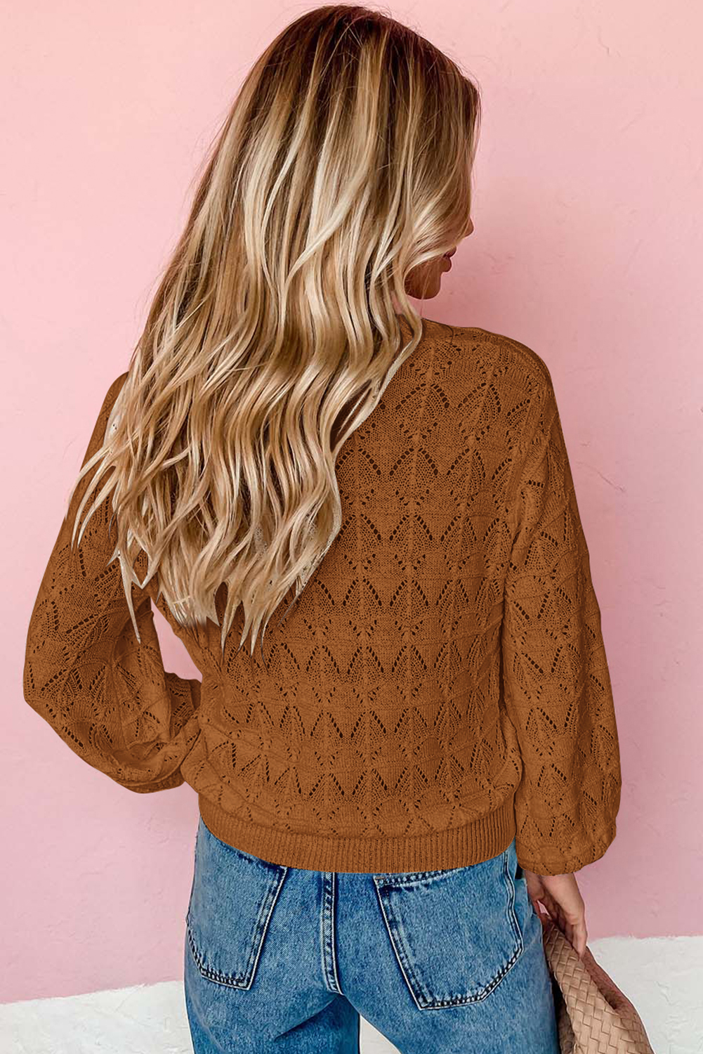 Fiery Red Lightweight Buttoned Front Crochet Cardigan