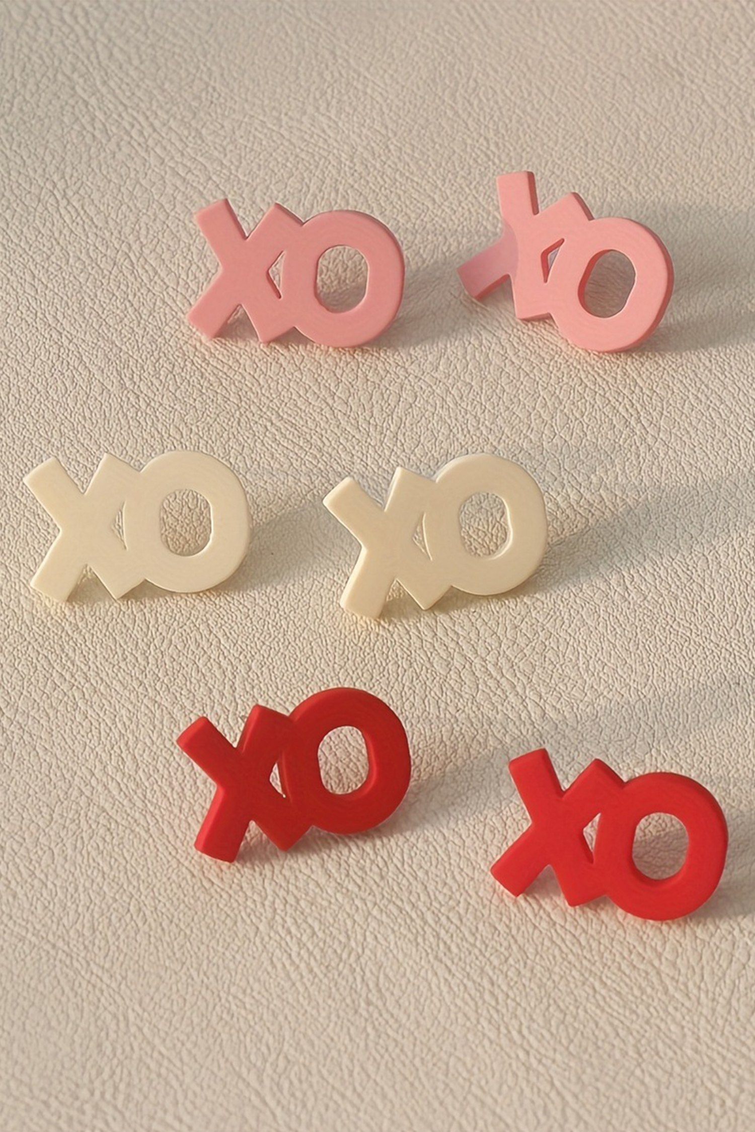 Pink 3 Pairs Different Colors XOXO Earrings