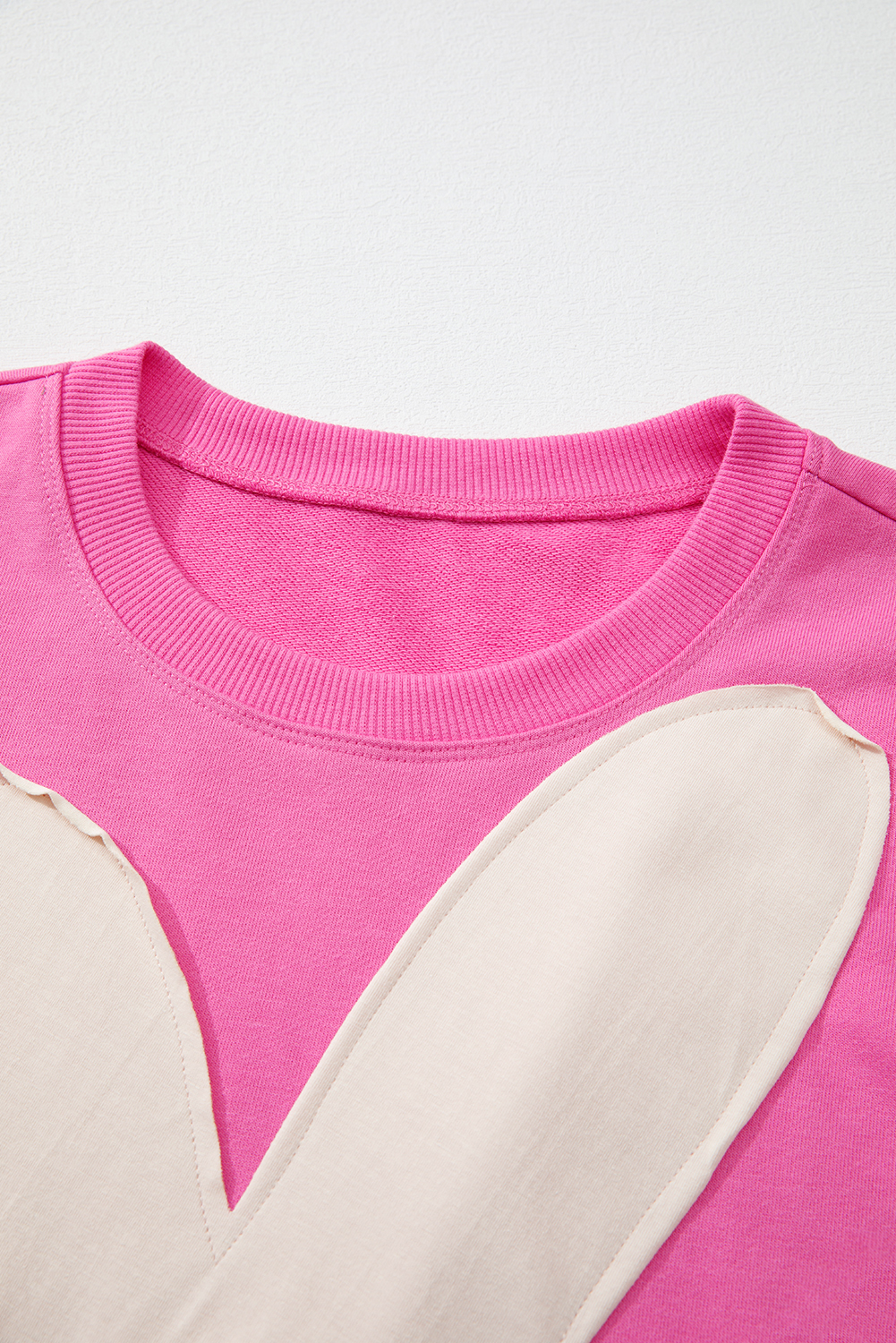 Sachet Pink Contrast Flower Drop Shoulder Loose T Shirt
