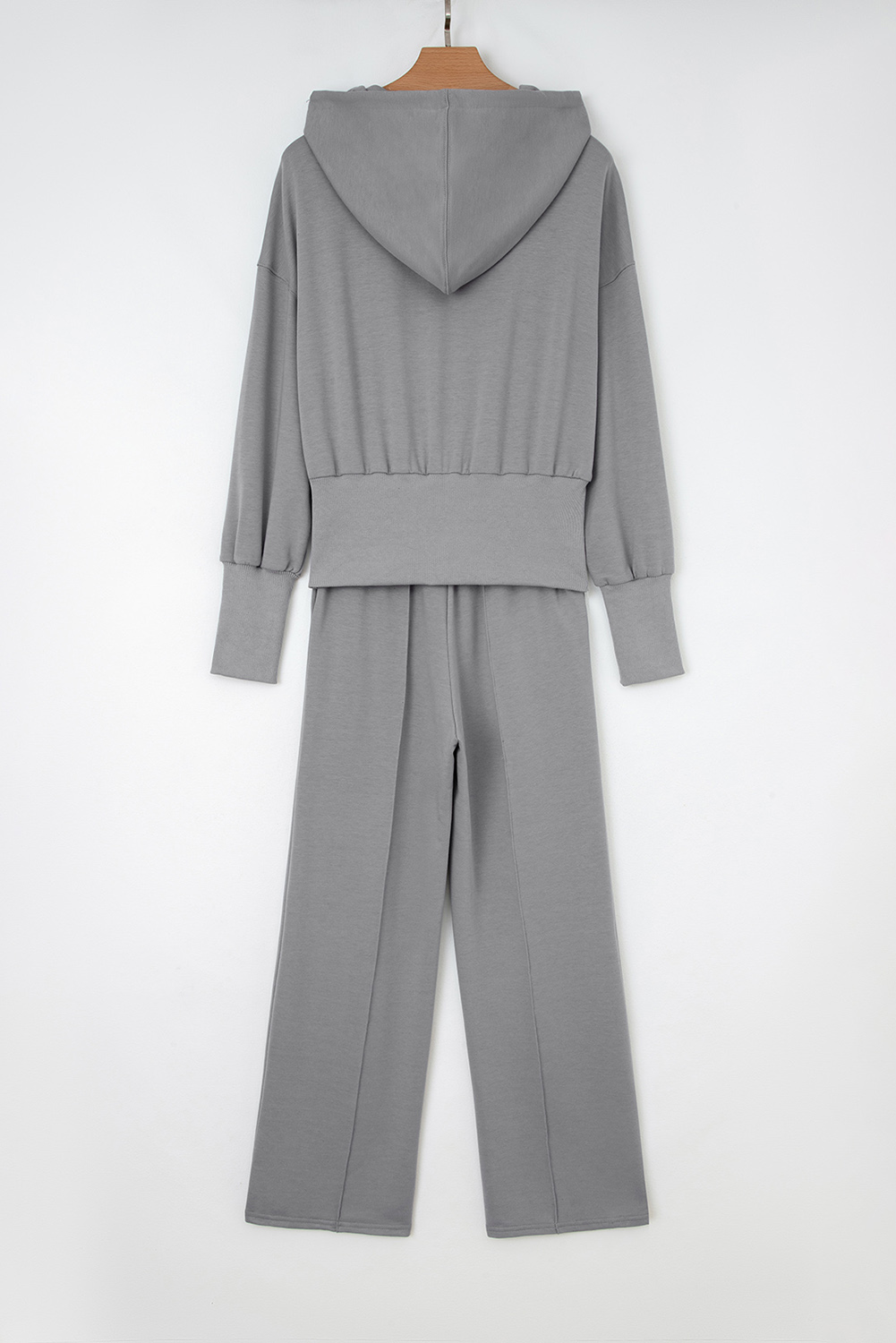 Gray Double Zipper Hooded Jacket and Sweatpants Active Set