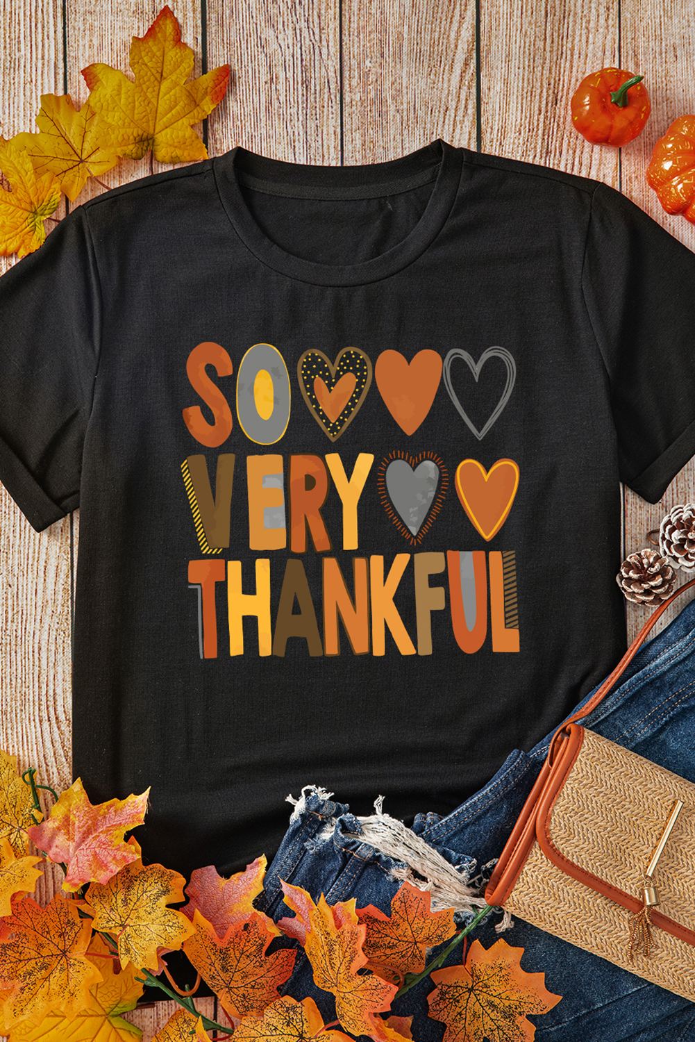 White Thanksgiving Slogan Print Crew Neck T Shirt