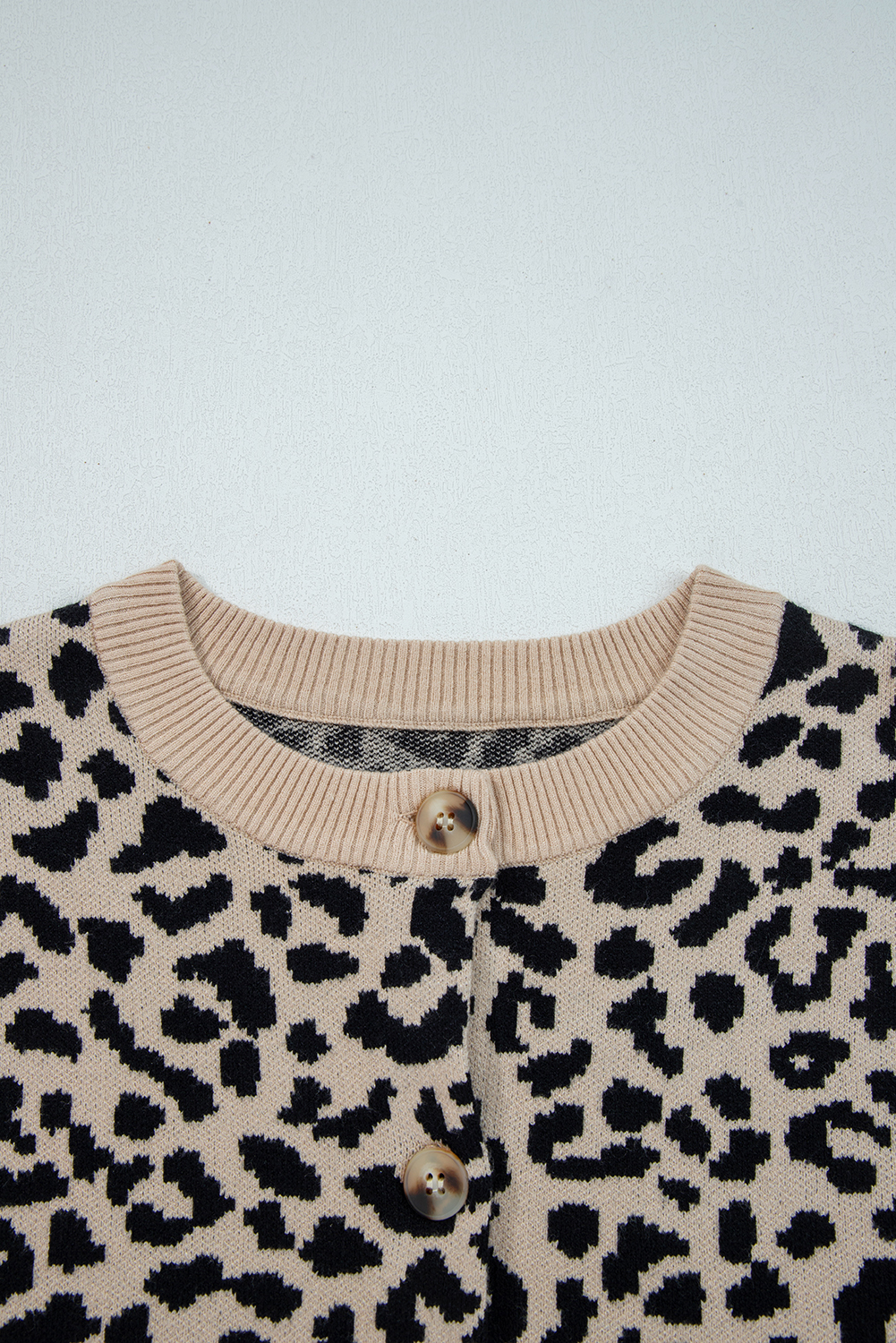 Black Leopard Drop Shoulder Chunky Knitted Cardigan Sweater