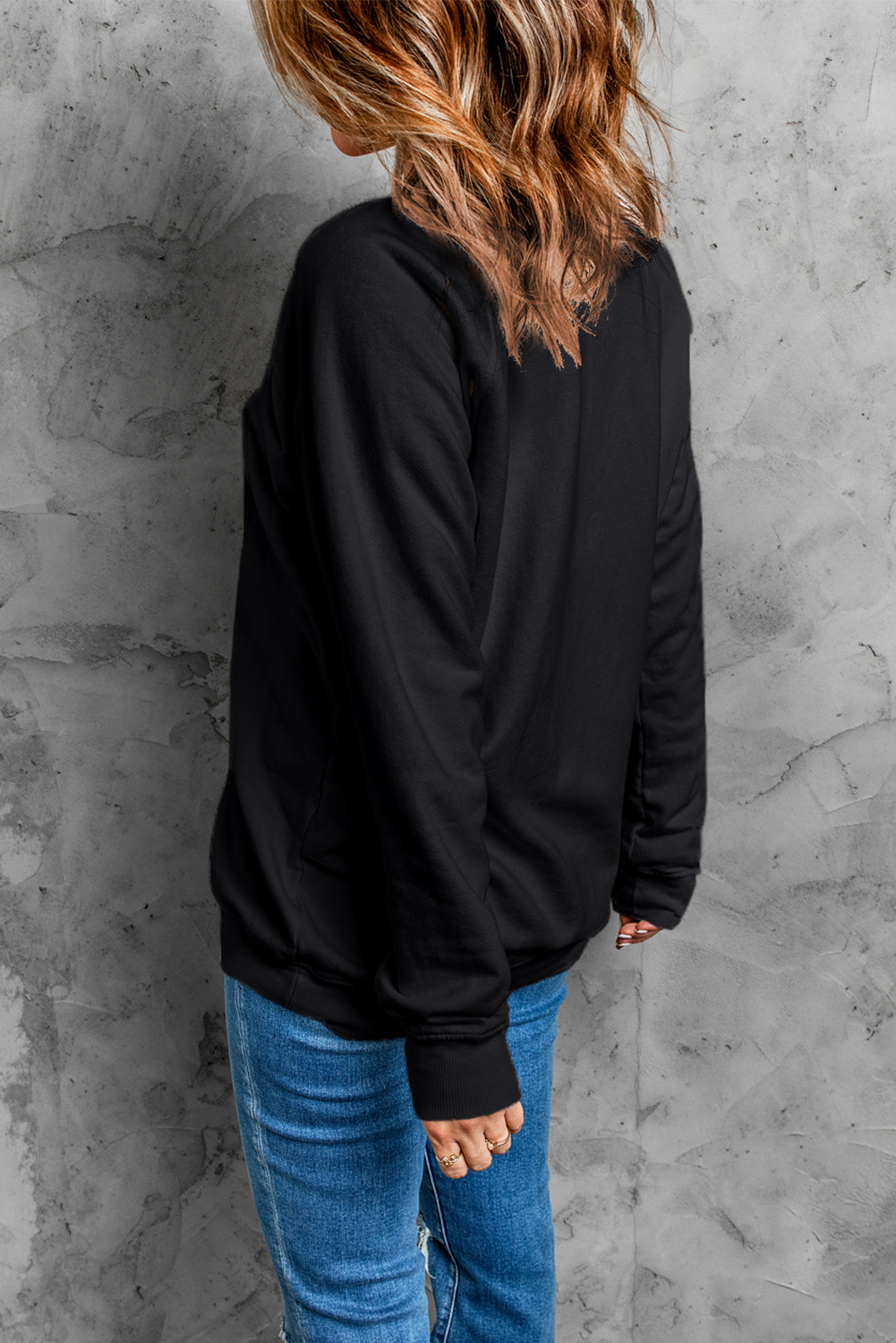 Black COOL AUNT Embroidered Letter Graphic Sweatshirt