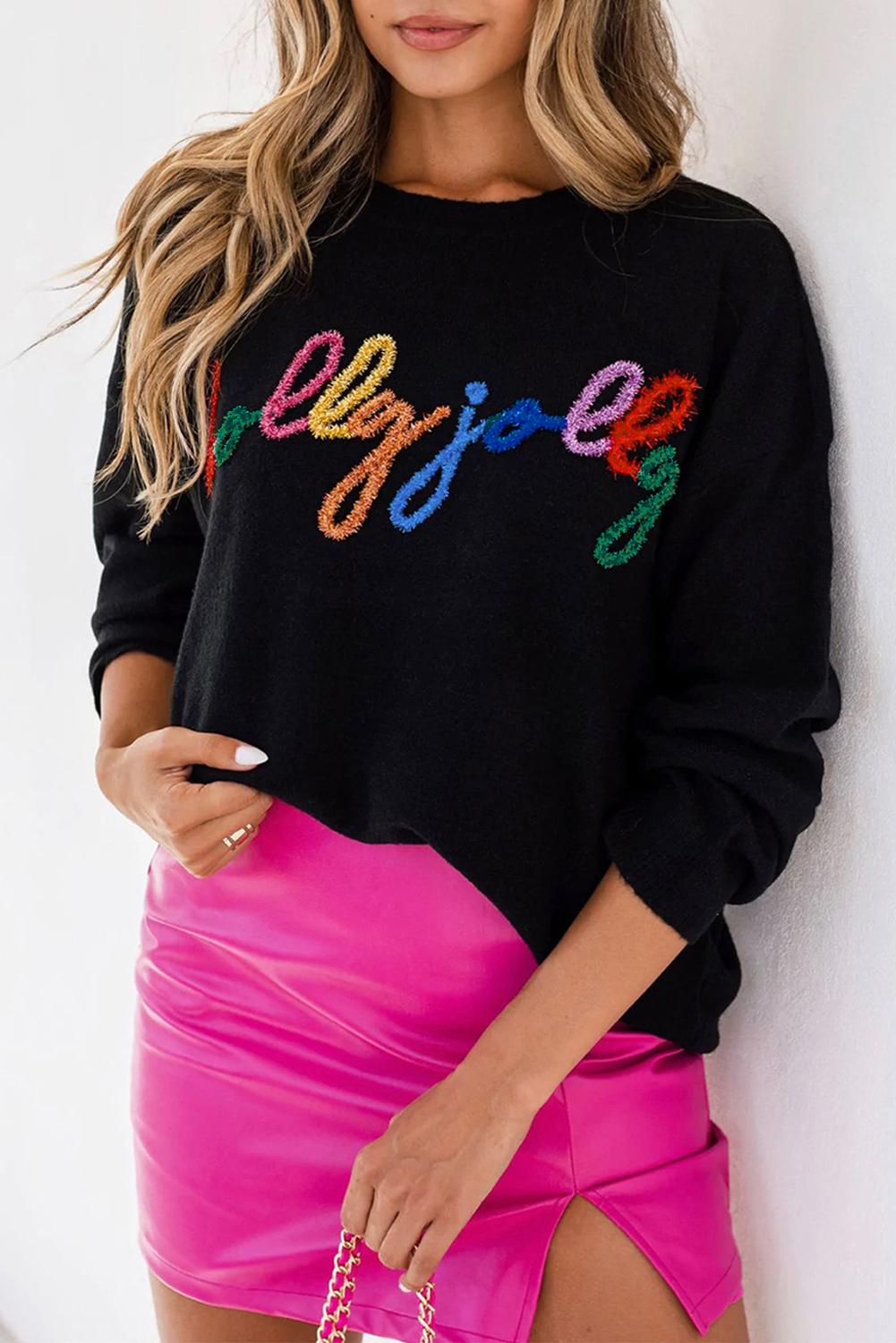 White Merry & Bright Round Neck Casual Sweater