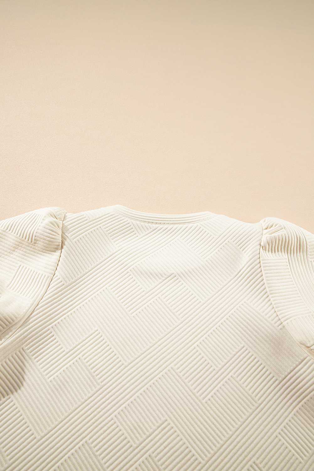 Oatmeal Textured Puff Sleeve T-shirt