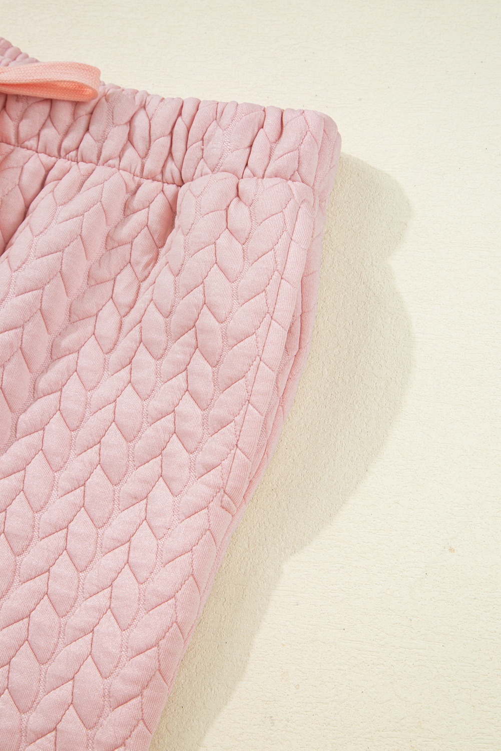 Delicacy Braided Texture Ruffle Hem Top Drawstring Loose Pants Set