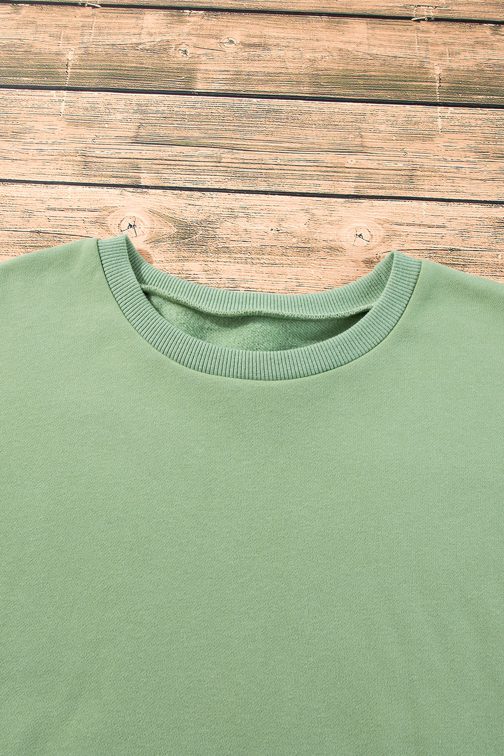 Grass Green Solid Fleece Lined Drop Shoulder High Low Sweatshirt