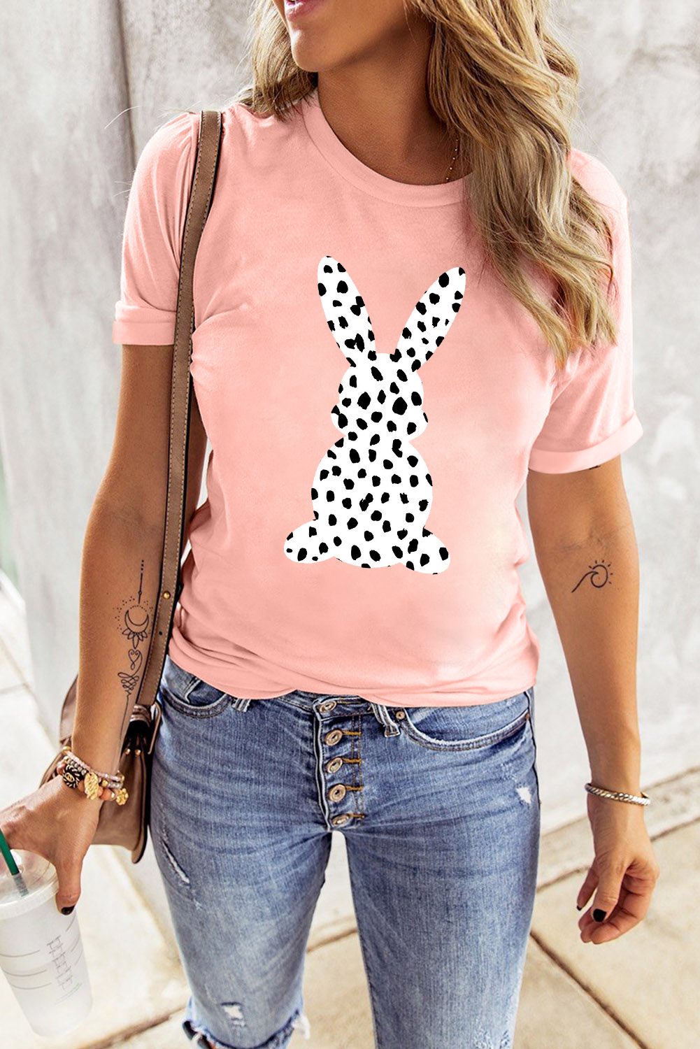White Easter Egg Bow Bunny Ear Printed T Shirt