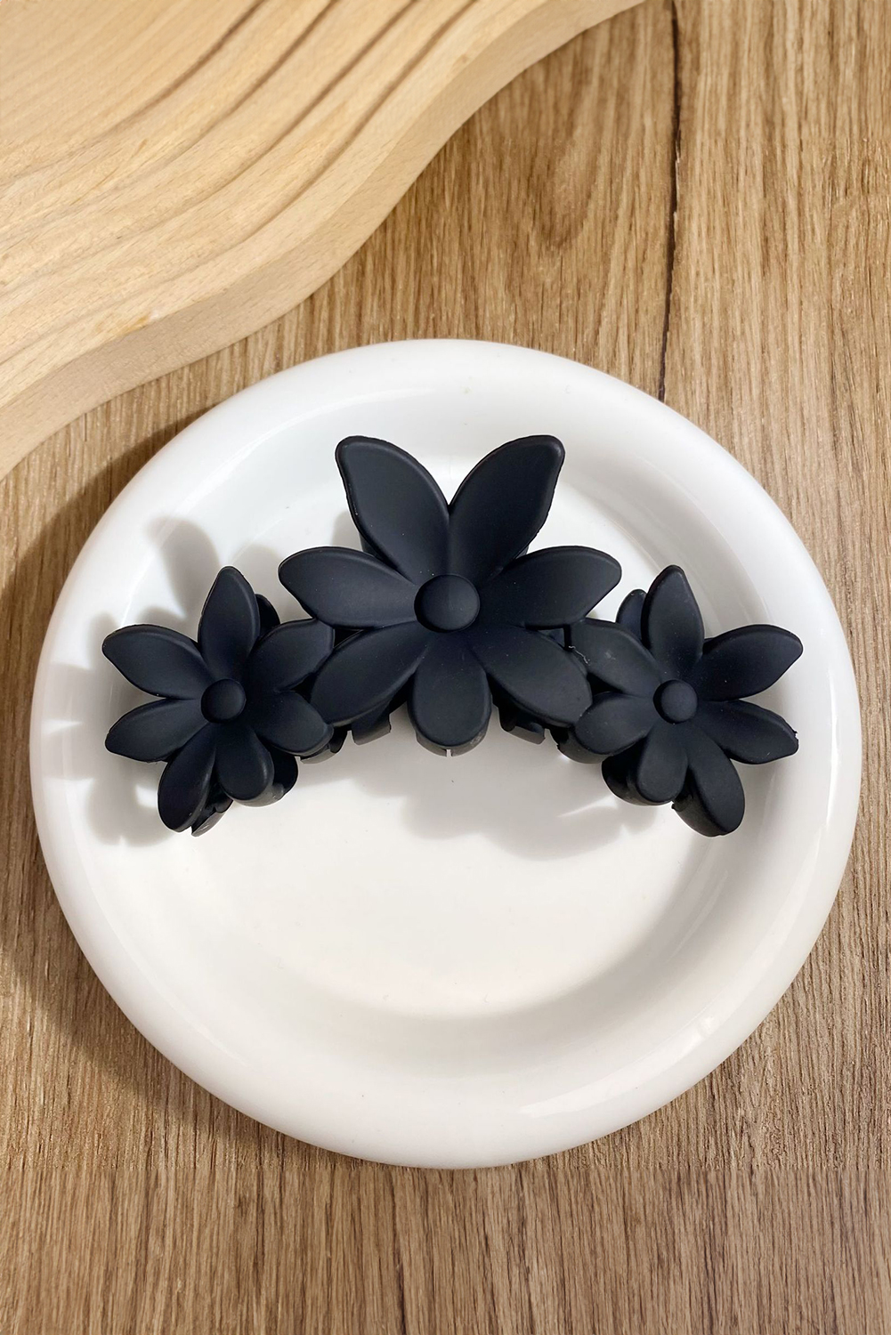 Black Flower Shape Frosted Large Hair Claw Clip