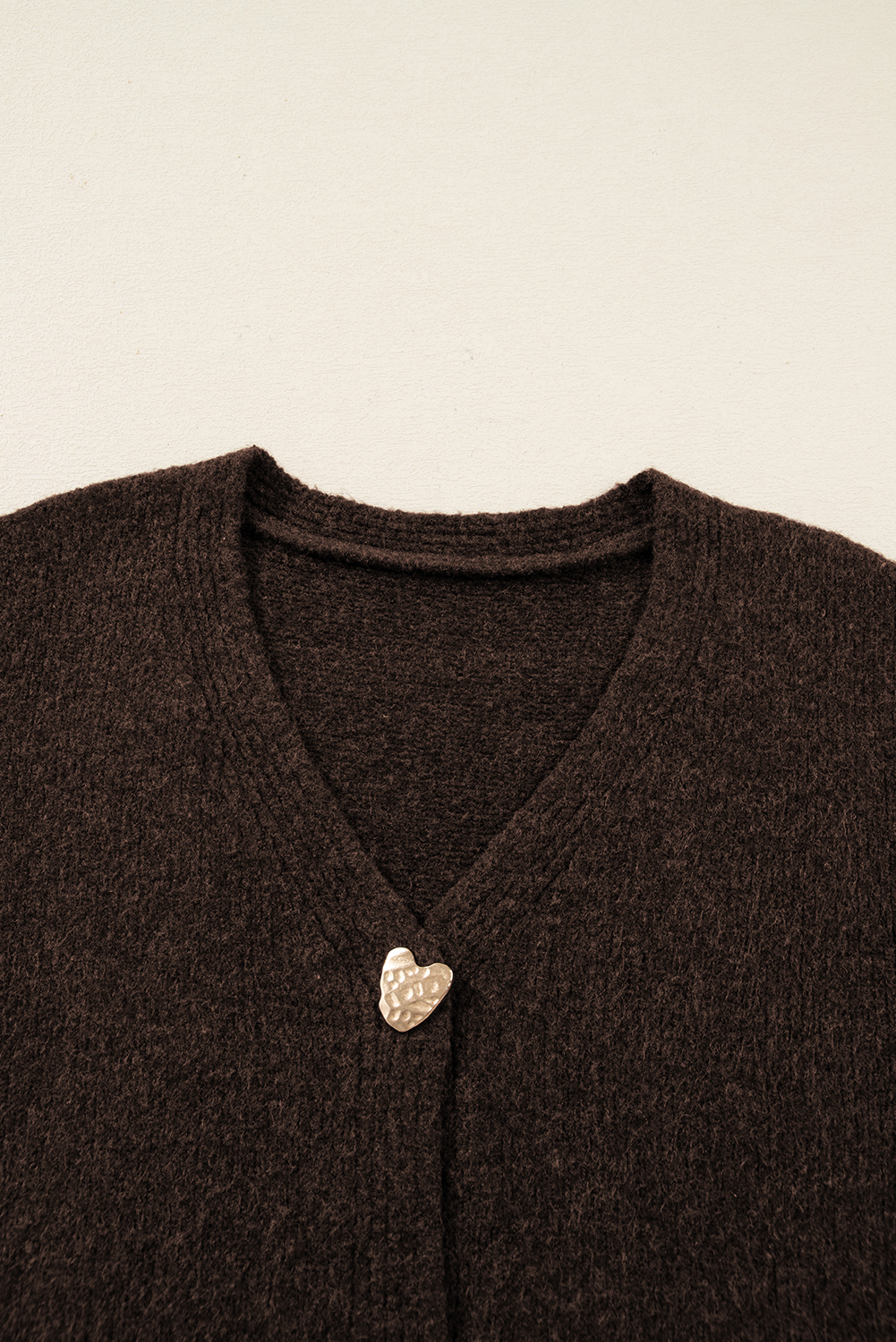 Fiery Red Heart Metal Button V Neck Cardigan Sweater