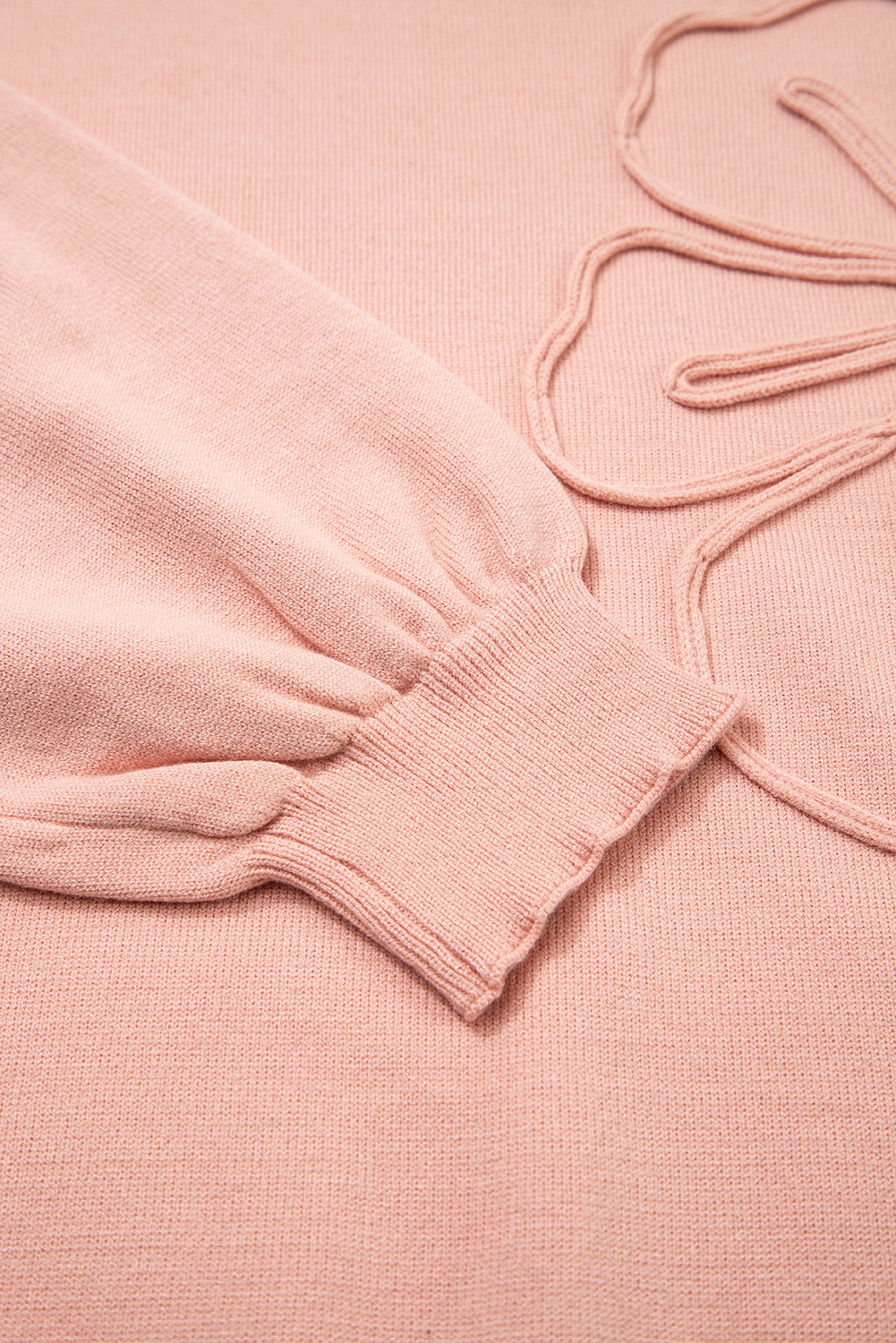 Peach Blossom Big Flower Accent Bubble Sleeve Drop Shoulder Sweater