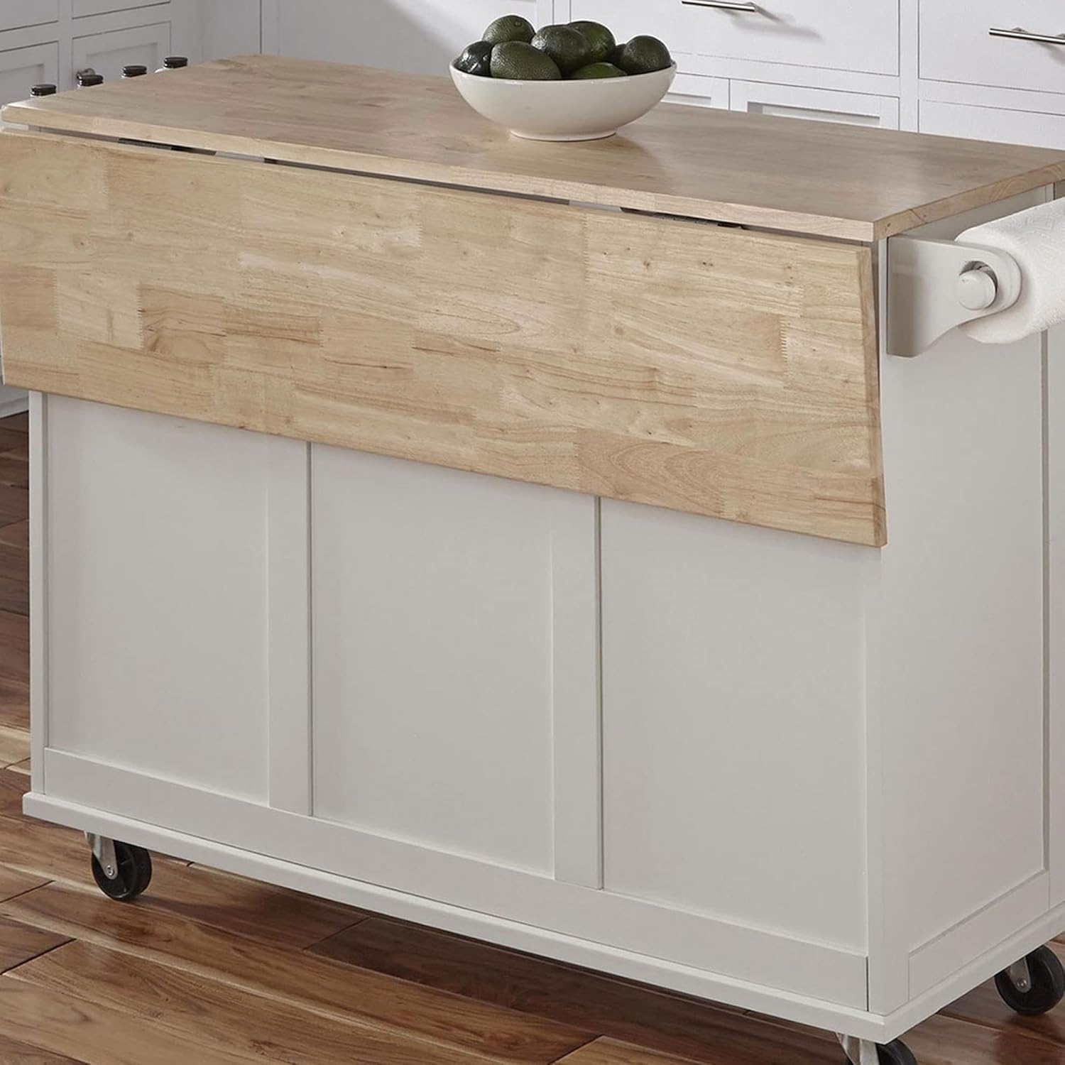 Homestyles Dolly Madison Mobile Kitchen Island Cart, Drop Leaf Breakfast Bar
