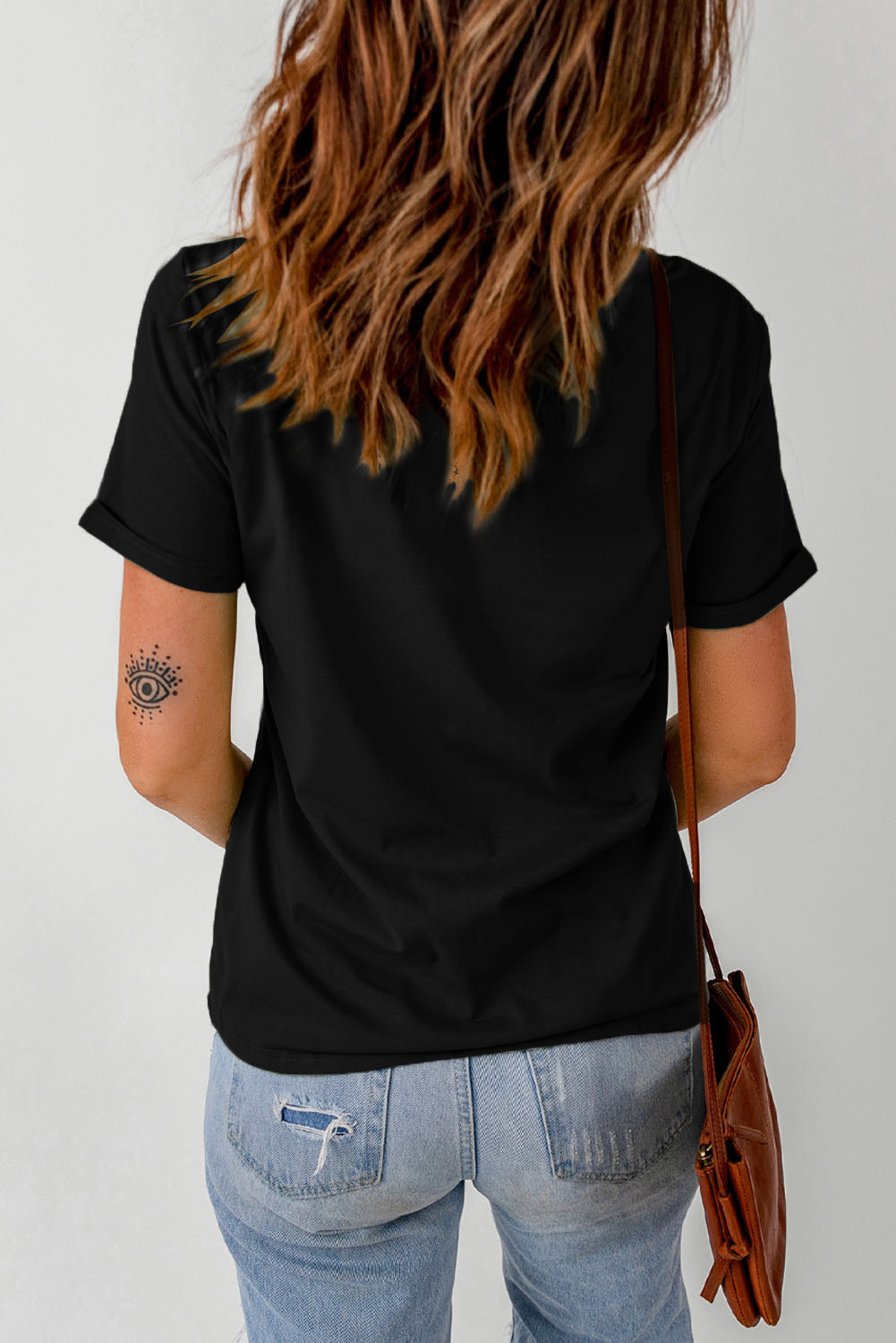 White Rabbit Bow Knot Print Crew Neck T Shirt