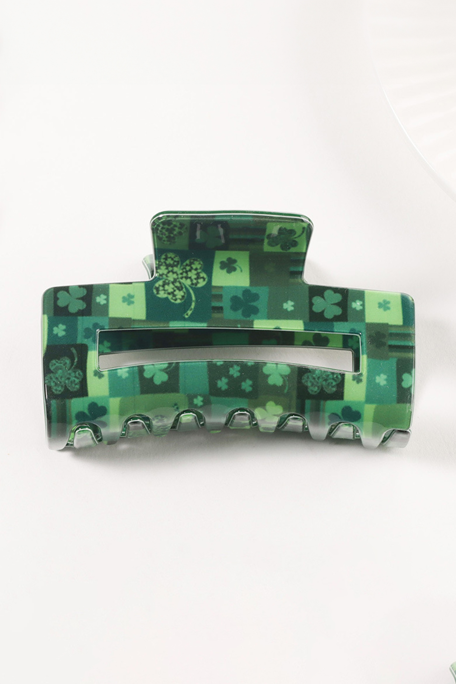 Dark Green St Patricks Day Clover Square Hair Claw Clip