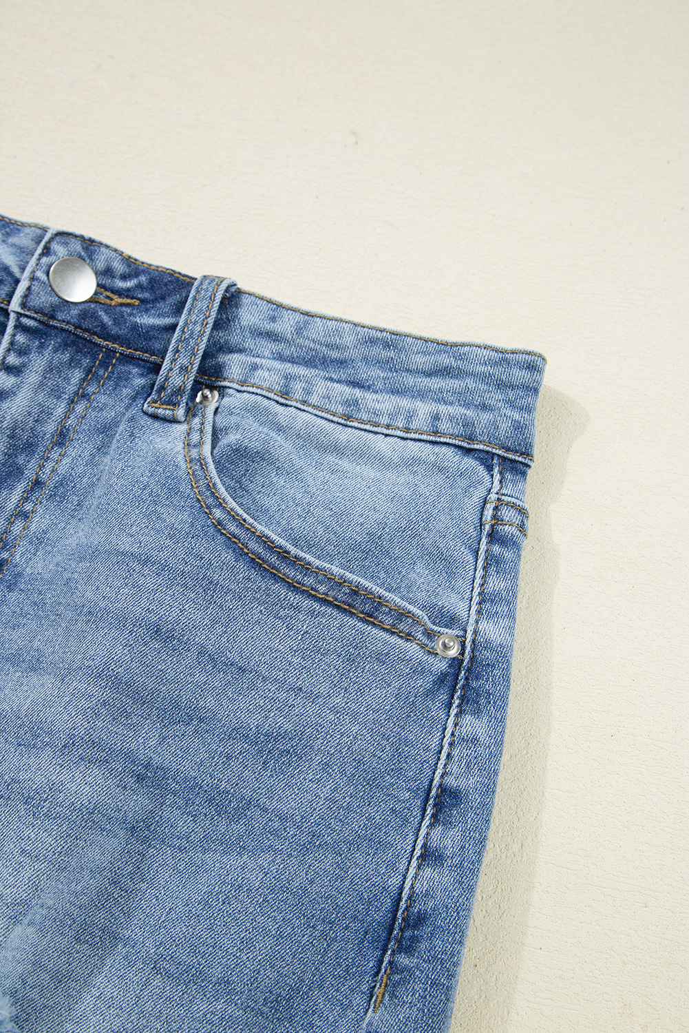 Sail Blue Dearlove Irregular Distressed Bottom Denim Midi Skirt