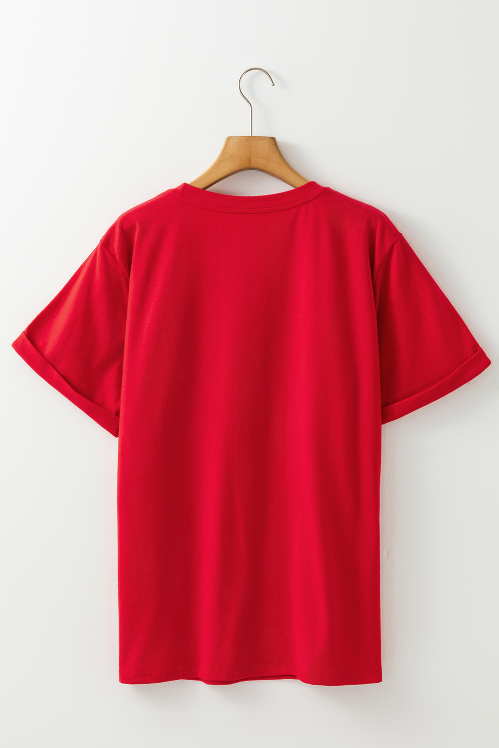 Red Christmas MERRY Graphic Cuffed Sleeve T Shirt