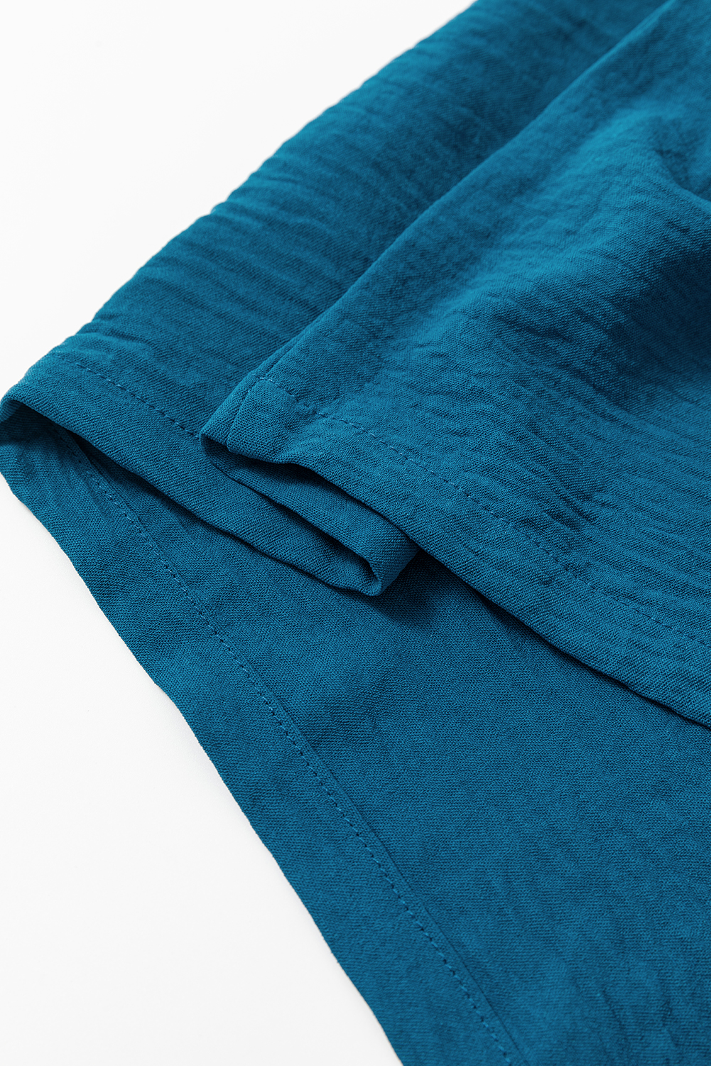 Blue Casual Pocketed Smocked Sleeveless Romper
