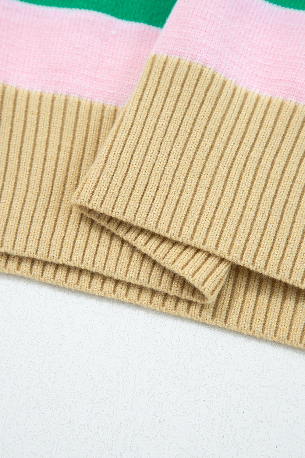 Multicolour Striped Knit Ribbed Trim Boxy Fit Cropped Sweater