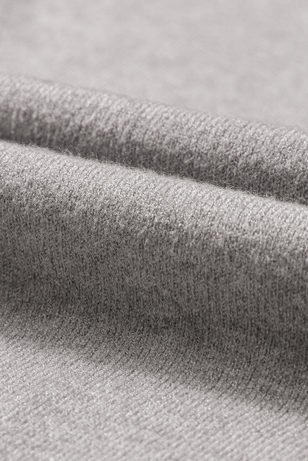 Gray Turtleneck Drop Shoulder Bubble Sleeve Knit Sweater