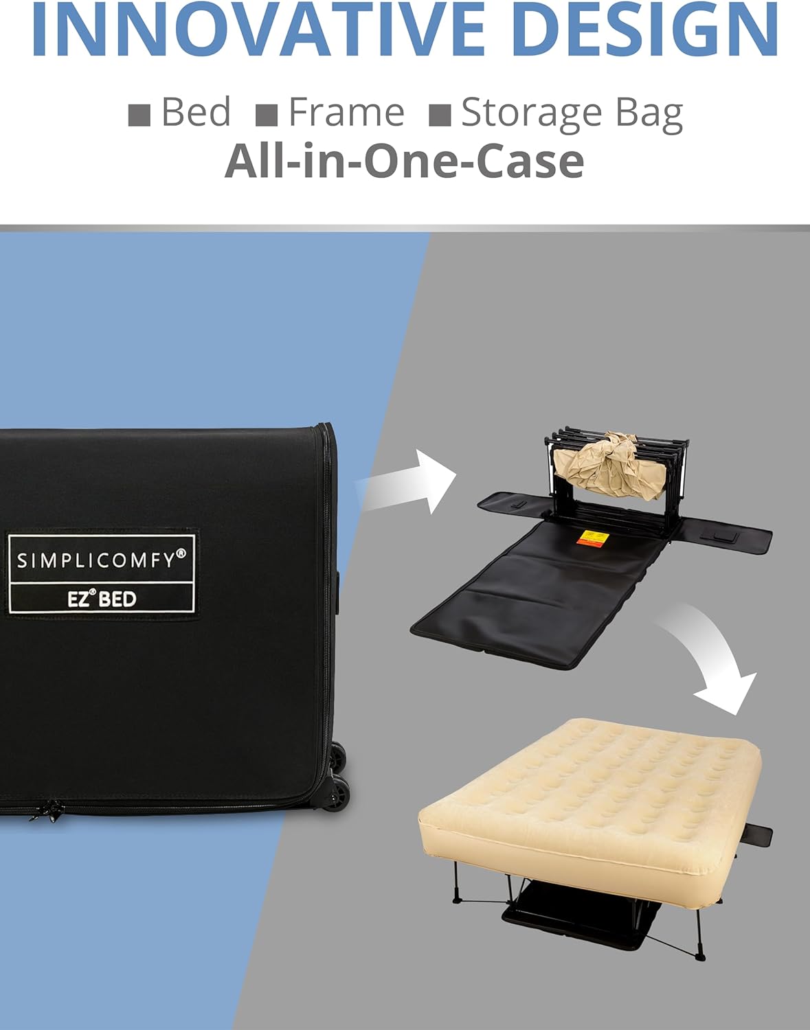 Simpli Comfy Queen EZ Air Mattress with Frame & Pump