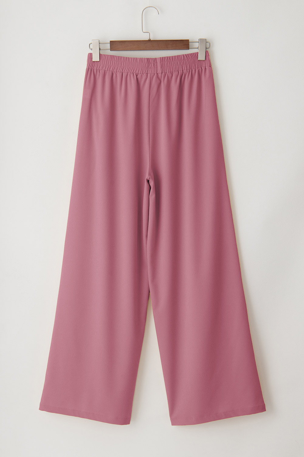 Rose Tan High Waisted Tie Front Side Pocket Wide Leg Flowy Casual Pants