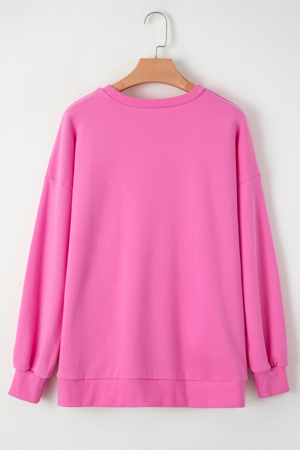 Grass Green Solid Fleece Lined Drop Shoulder High Low Sweatshirt