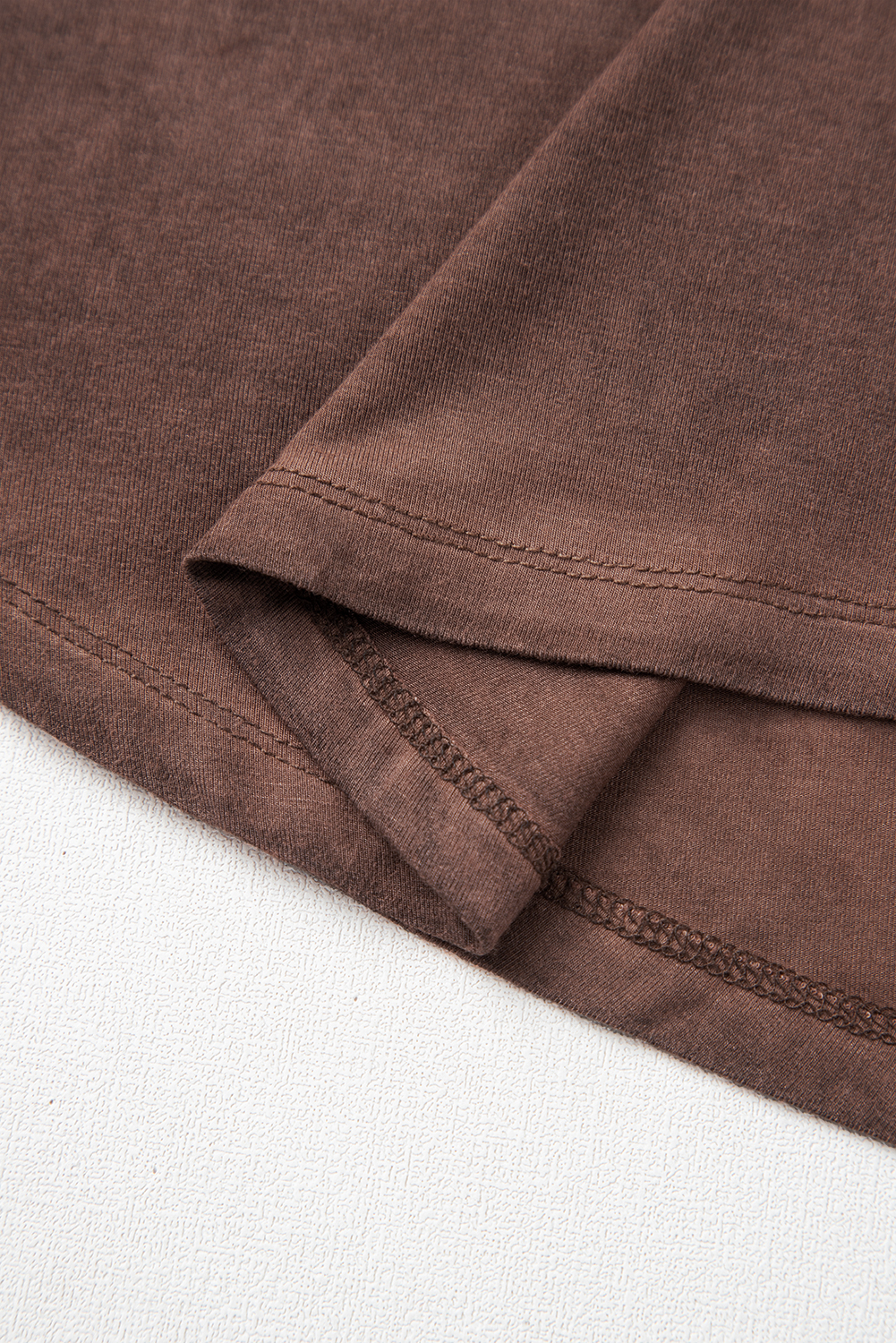 Chestnut Mineral Wash Criss Cross V Neck Casual T Shirt